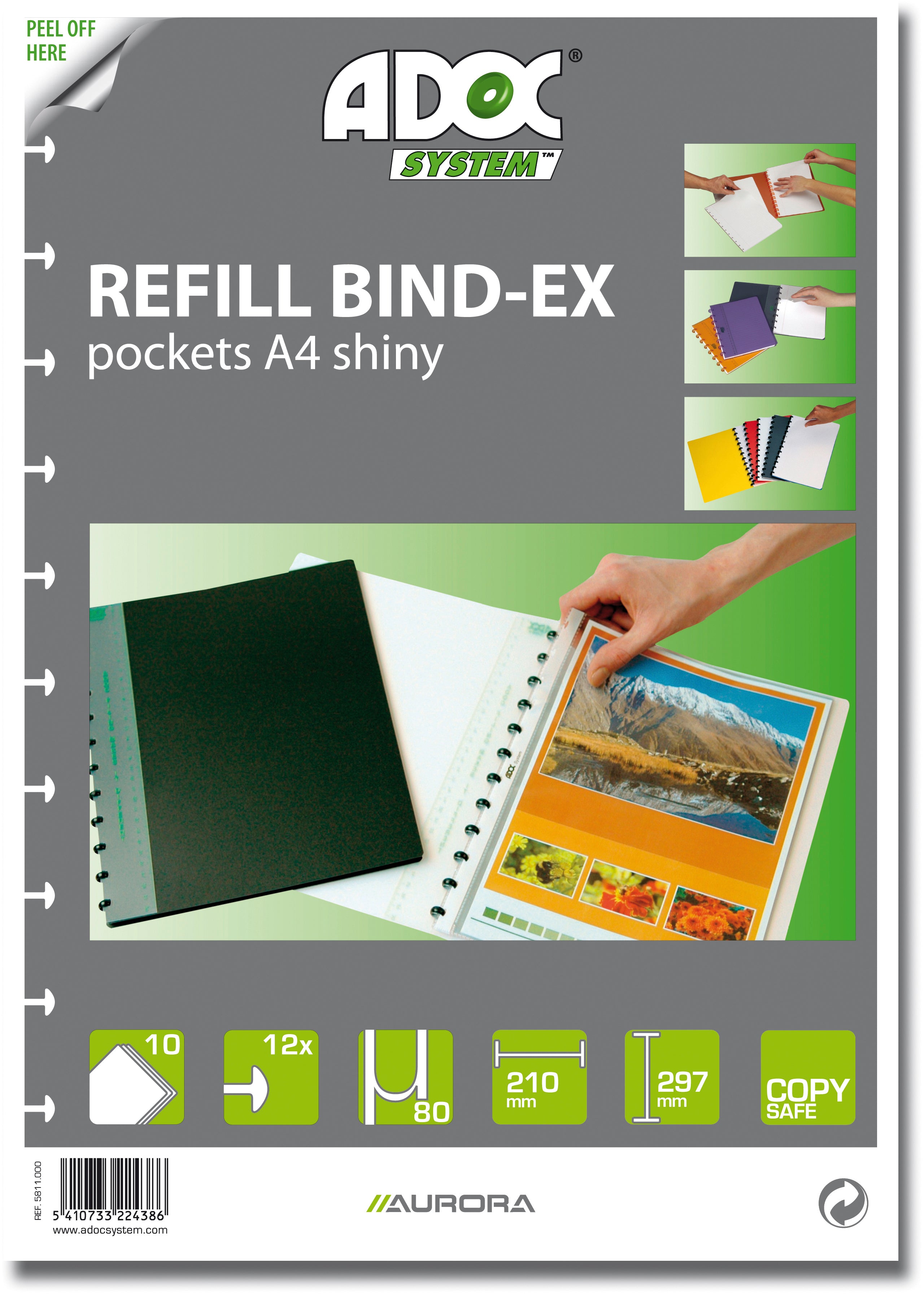 ADOC Pochettes rempl. A4 5811.000 transp. brillant 10 pcs.