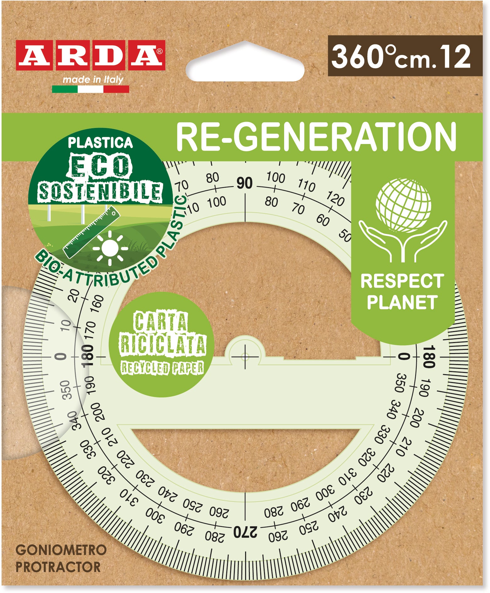 ARDA      Rapporteur d'angle 360°   12cm