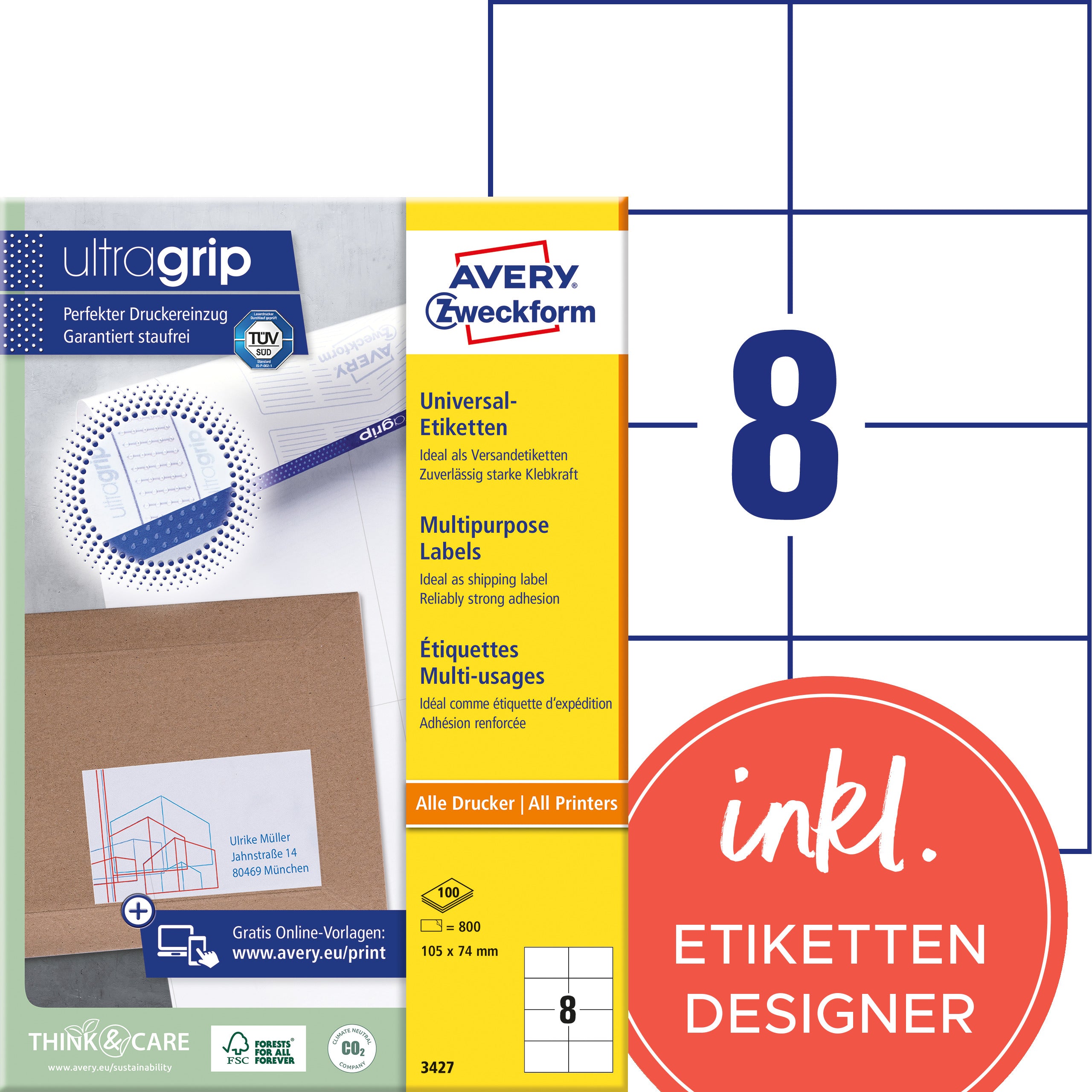 AVERY ZW. Etiquettes universel  105x74mm