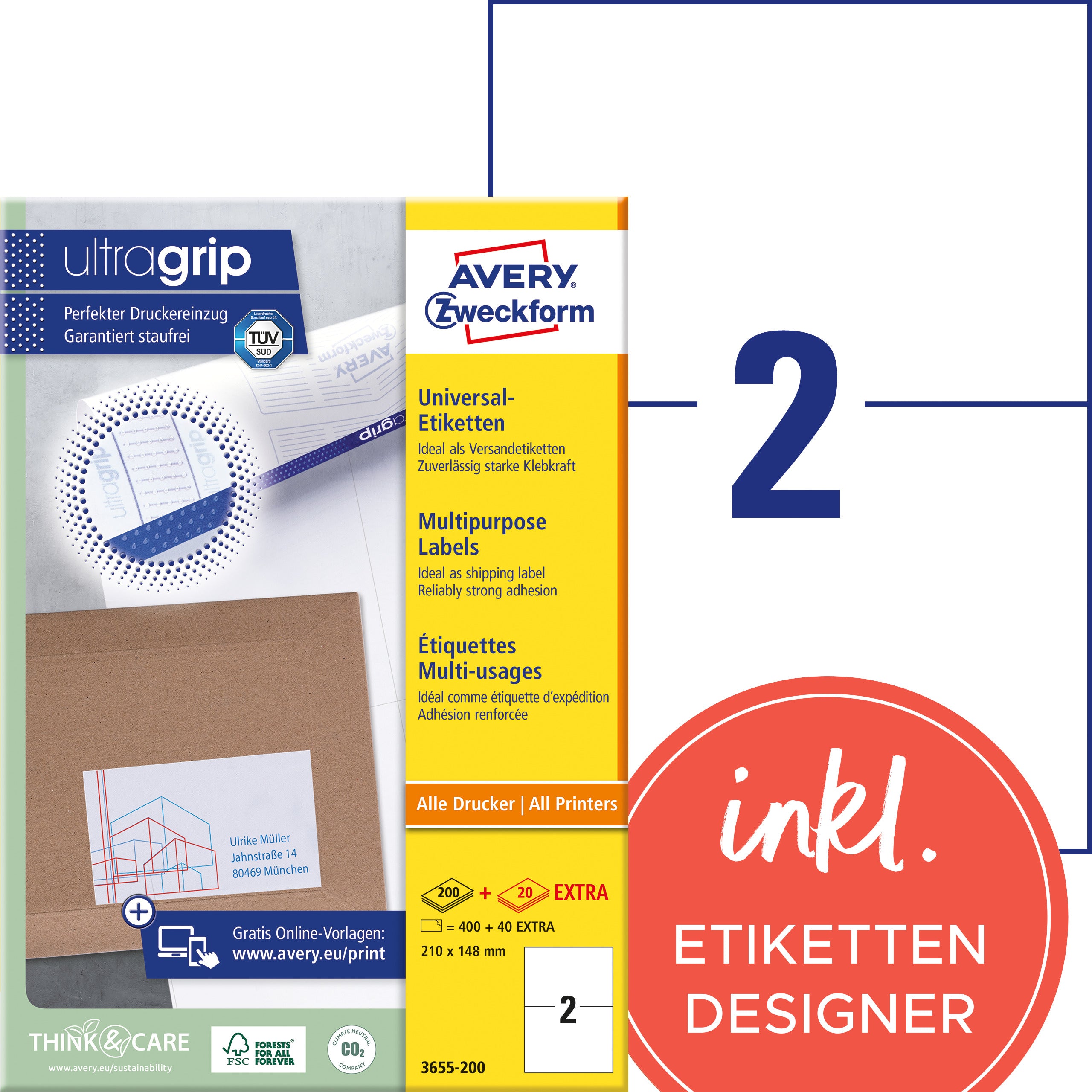 AVERY ZW. Etiquettes           210×148mm