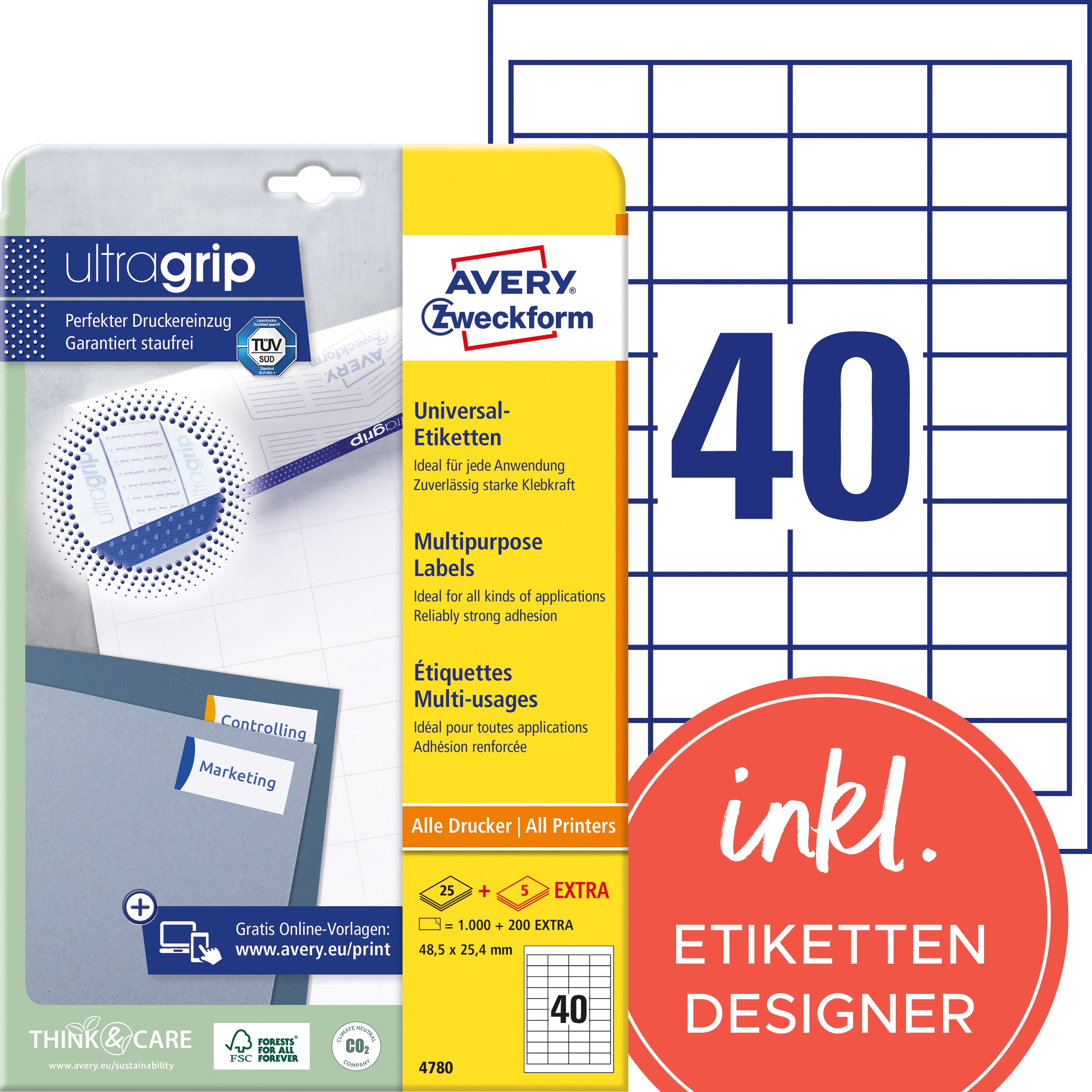 AVERY ZW. Etiquettes (1000 pcs.)      A4