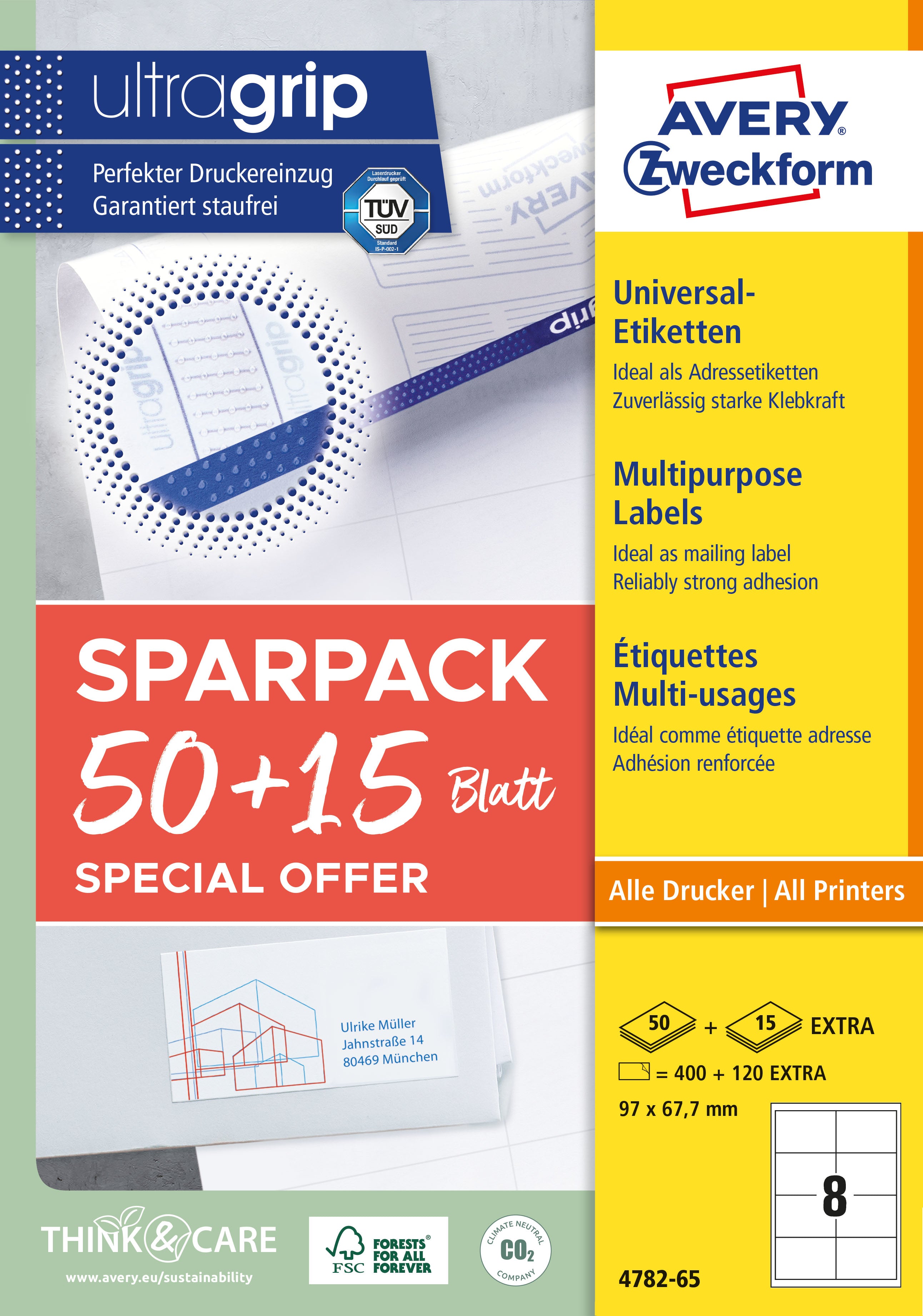 AVERY ZW. Etiquettes univers.   97x677mm