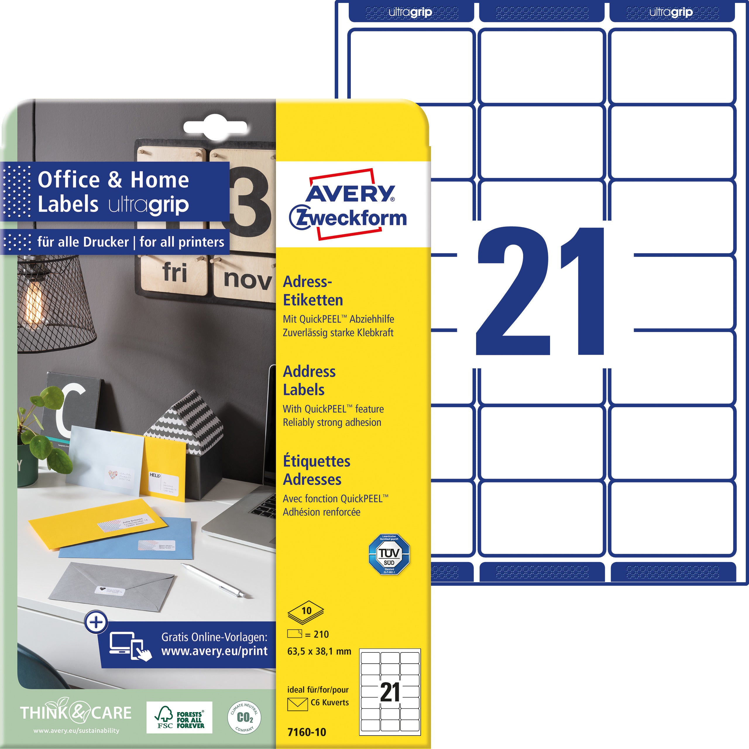 AVERY ZW. Etiquettes         38.1x63.5mm