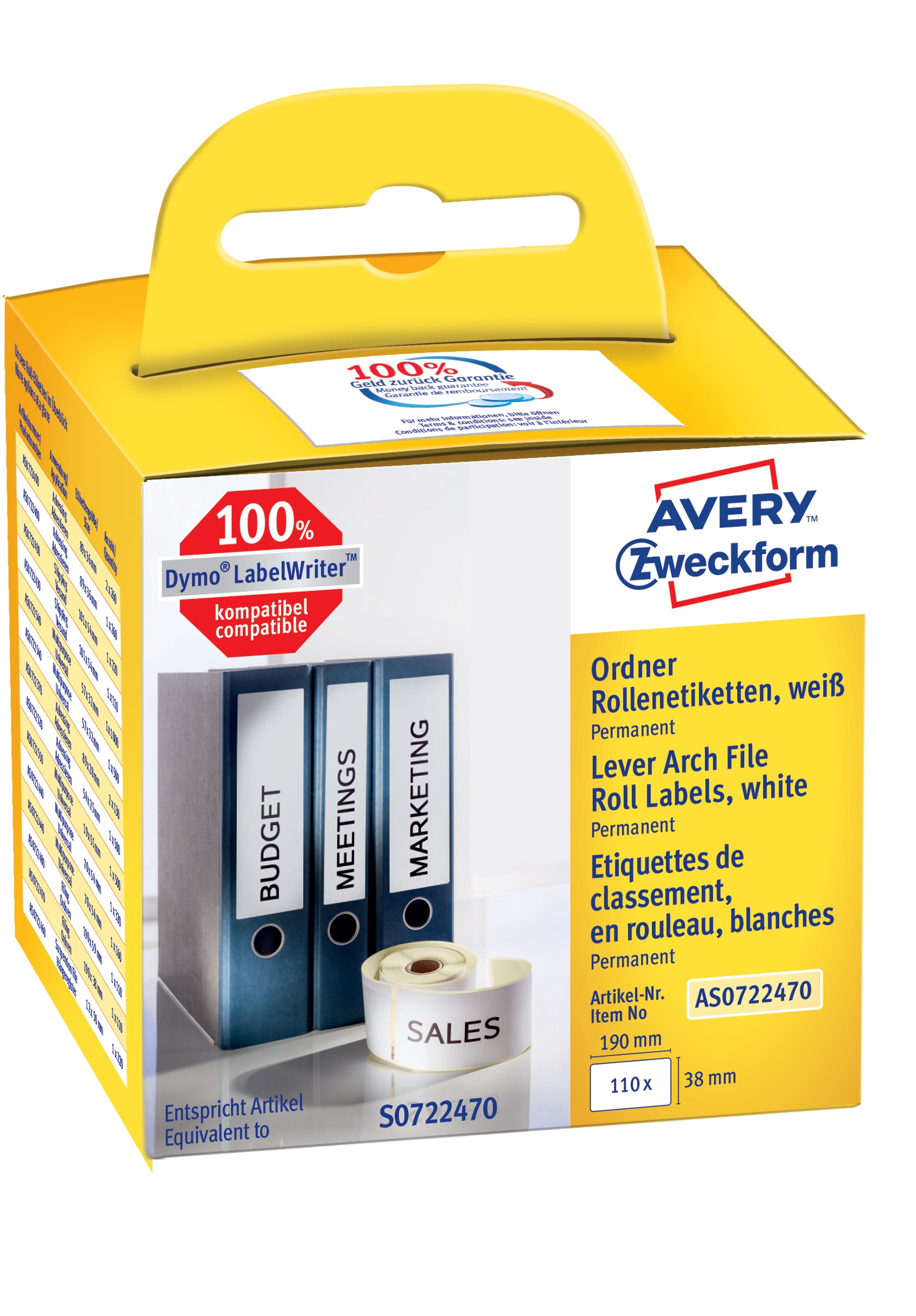 AVERY ZW. Etiquettes dorsales   190x38mm