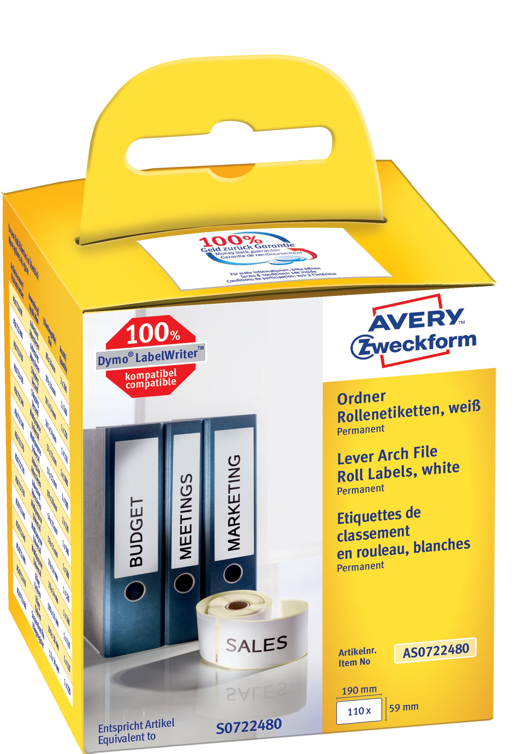 AVERY ZW. Etiquettes dorsales   190x59mm