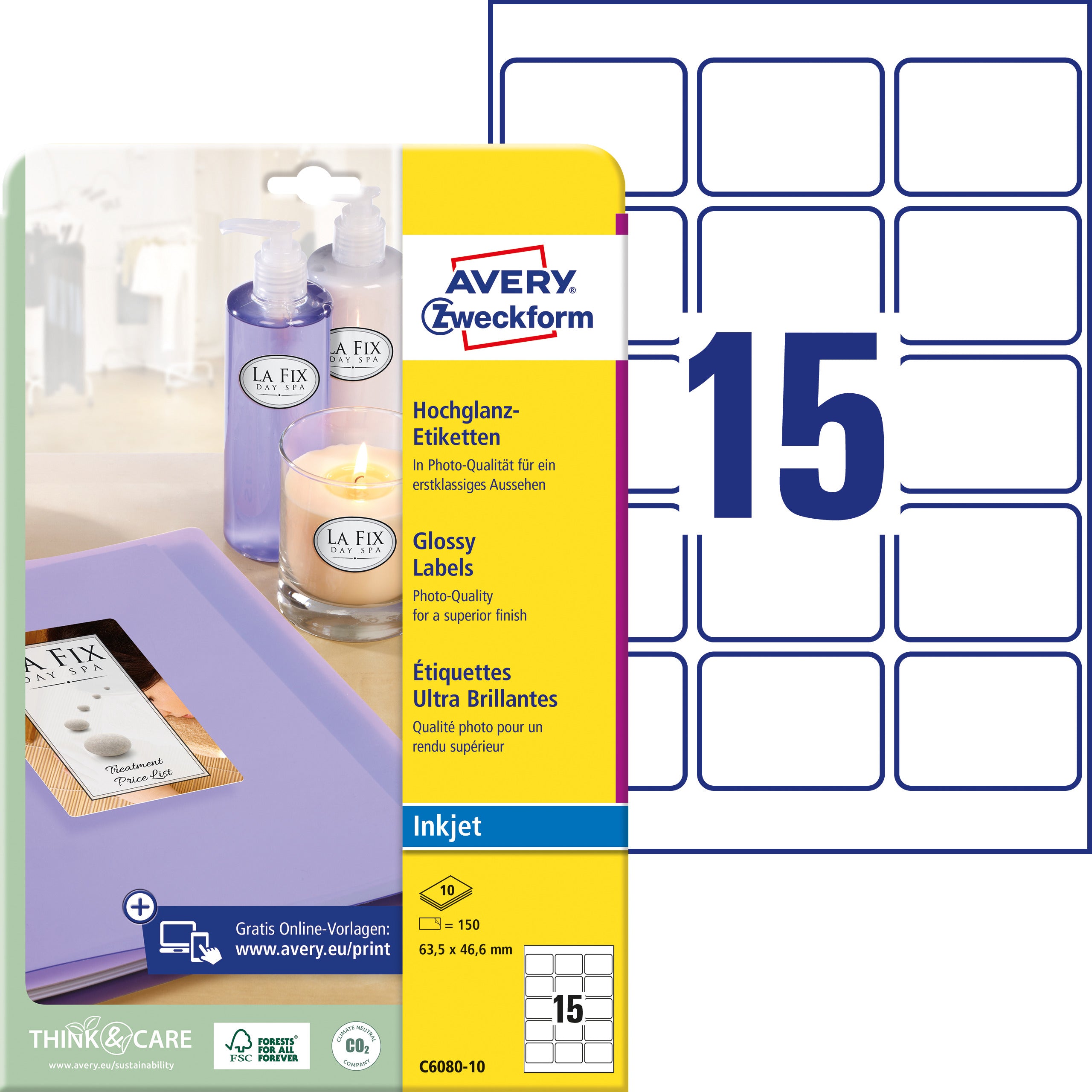 AVERY ZW. Etiquettes         63,5x46,6mm