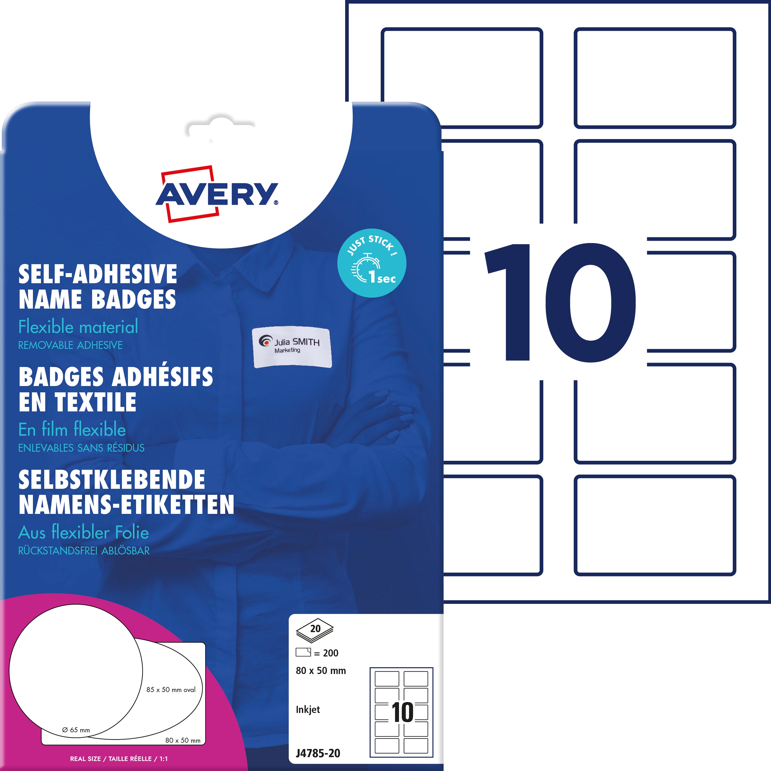 AVERY ZW. Etiquette d'ident. IJ  80x50mm
