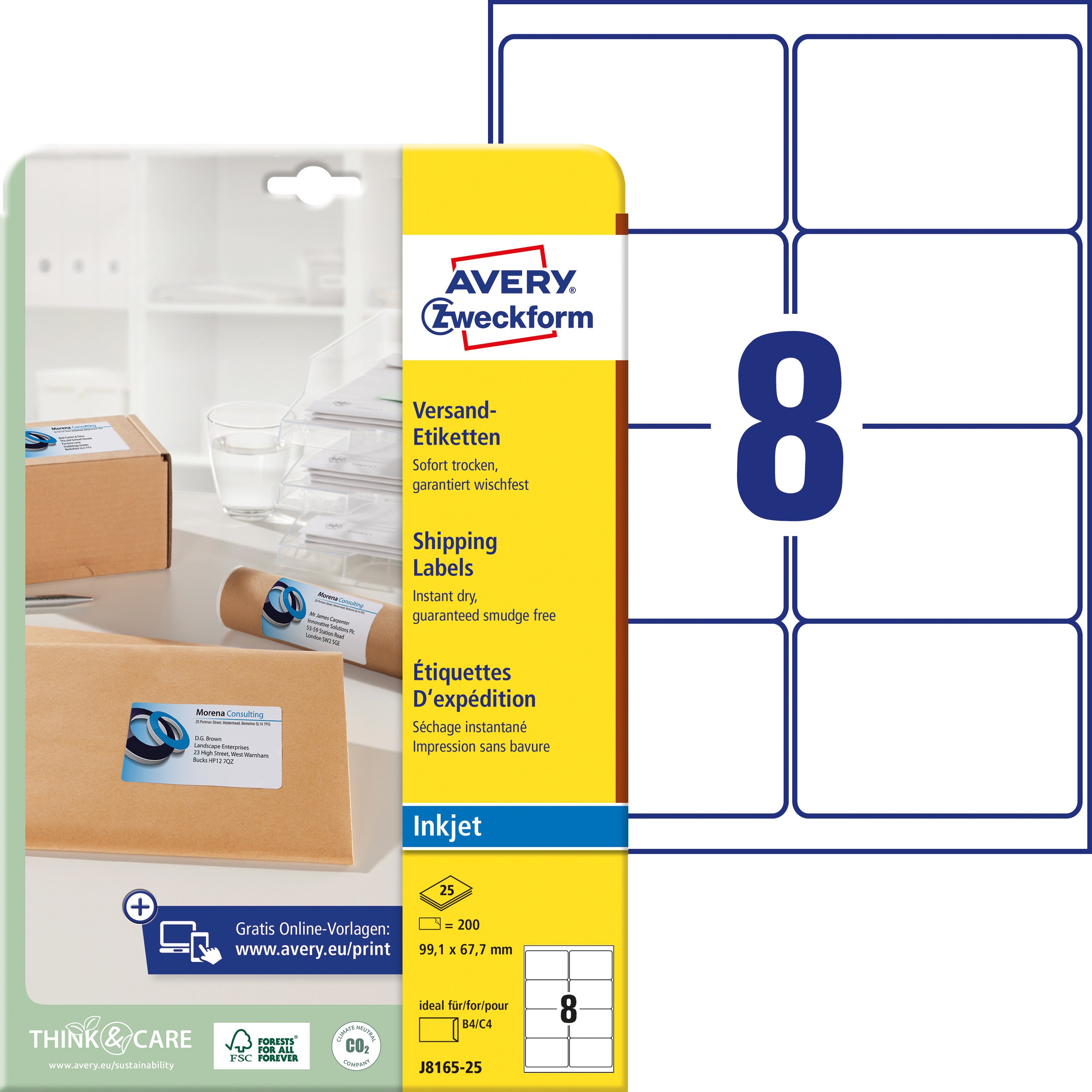 AVERY ZW. Etiquettes adress. 99,1x67,7mm