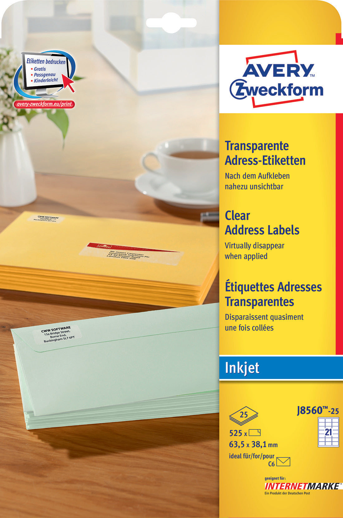 AVERY ZW. Etiquettes J8560