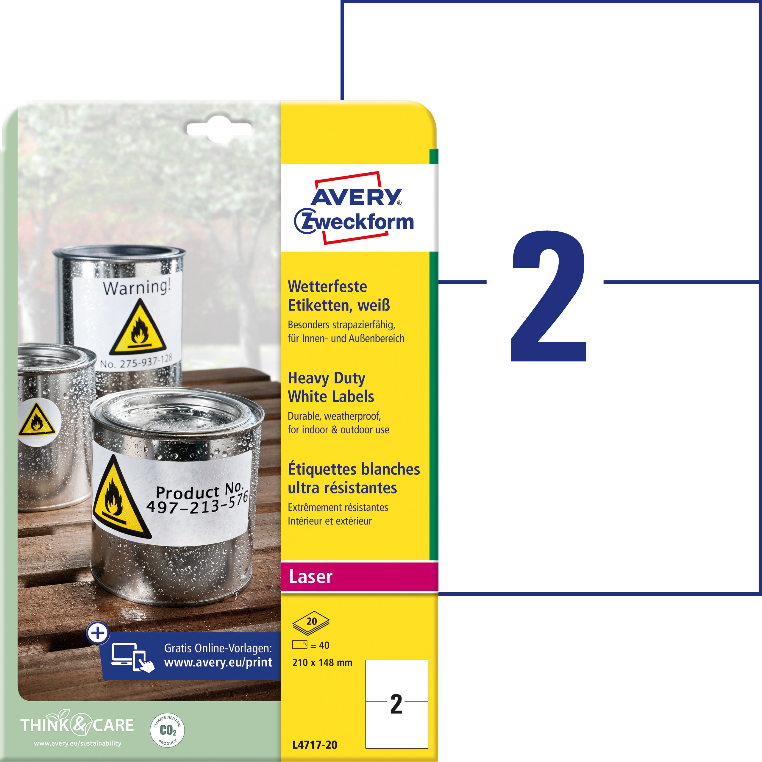 AVERY ZW. Etiquettes Laser     210x148mm