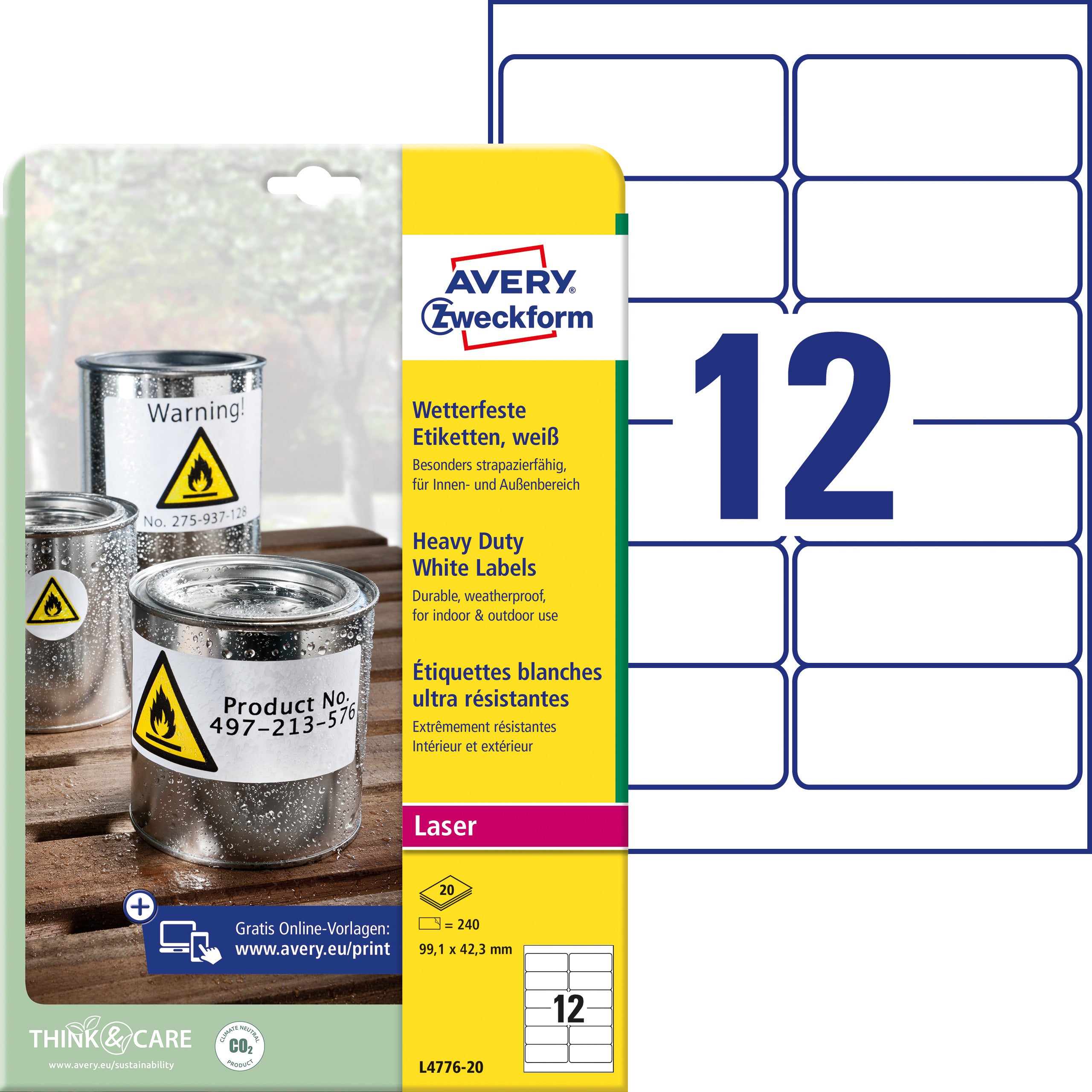 AVERY ZW. Étiquettes         99,1x42,3mm