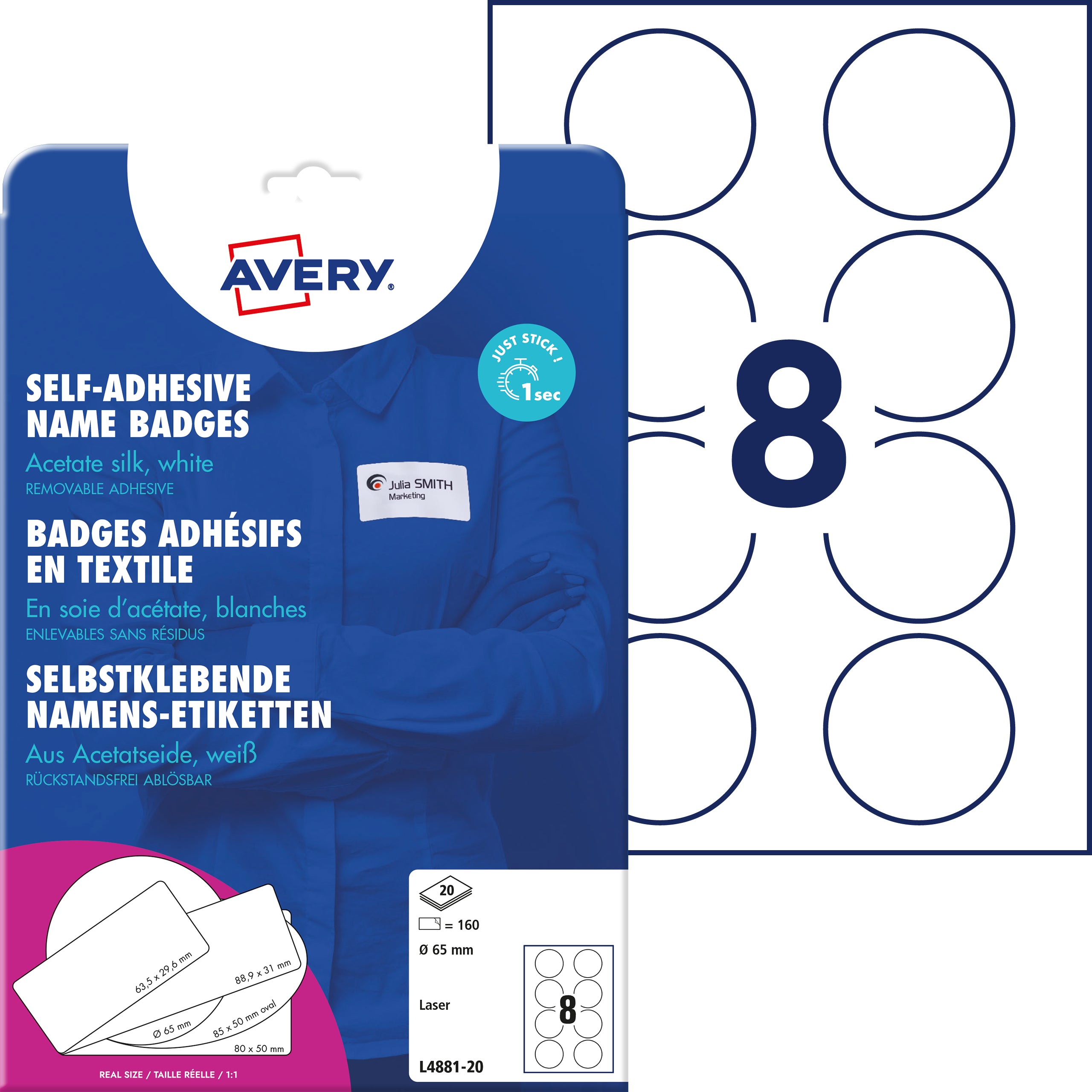 AVERY ZW. Etiquette d'identité      65mm