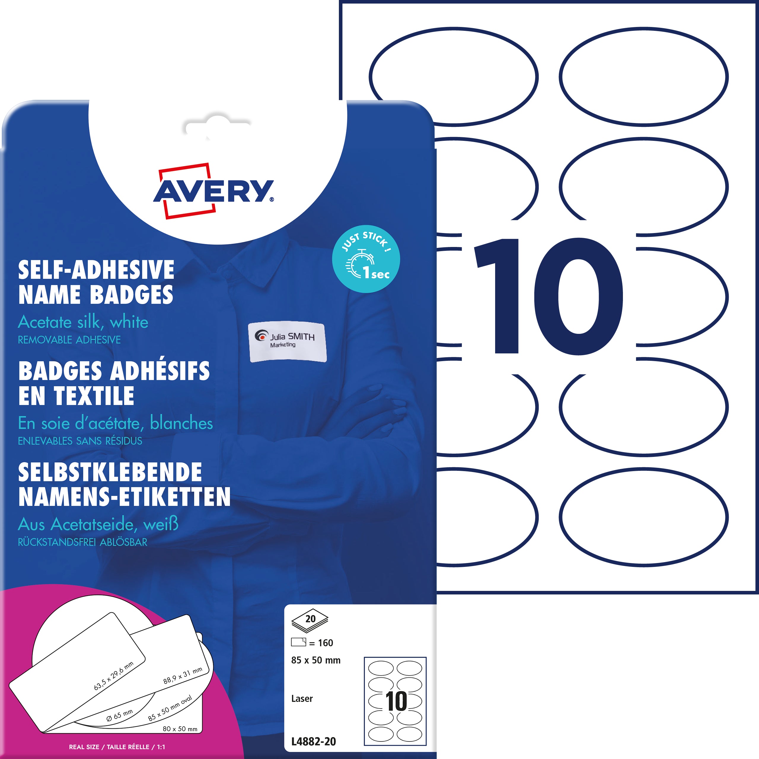 AVERY ZW. Etiquette d'identité   85x50mm