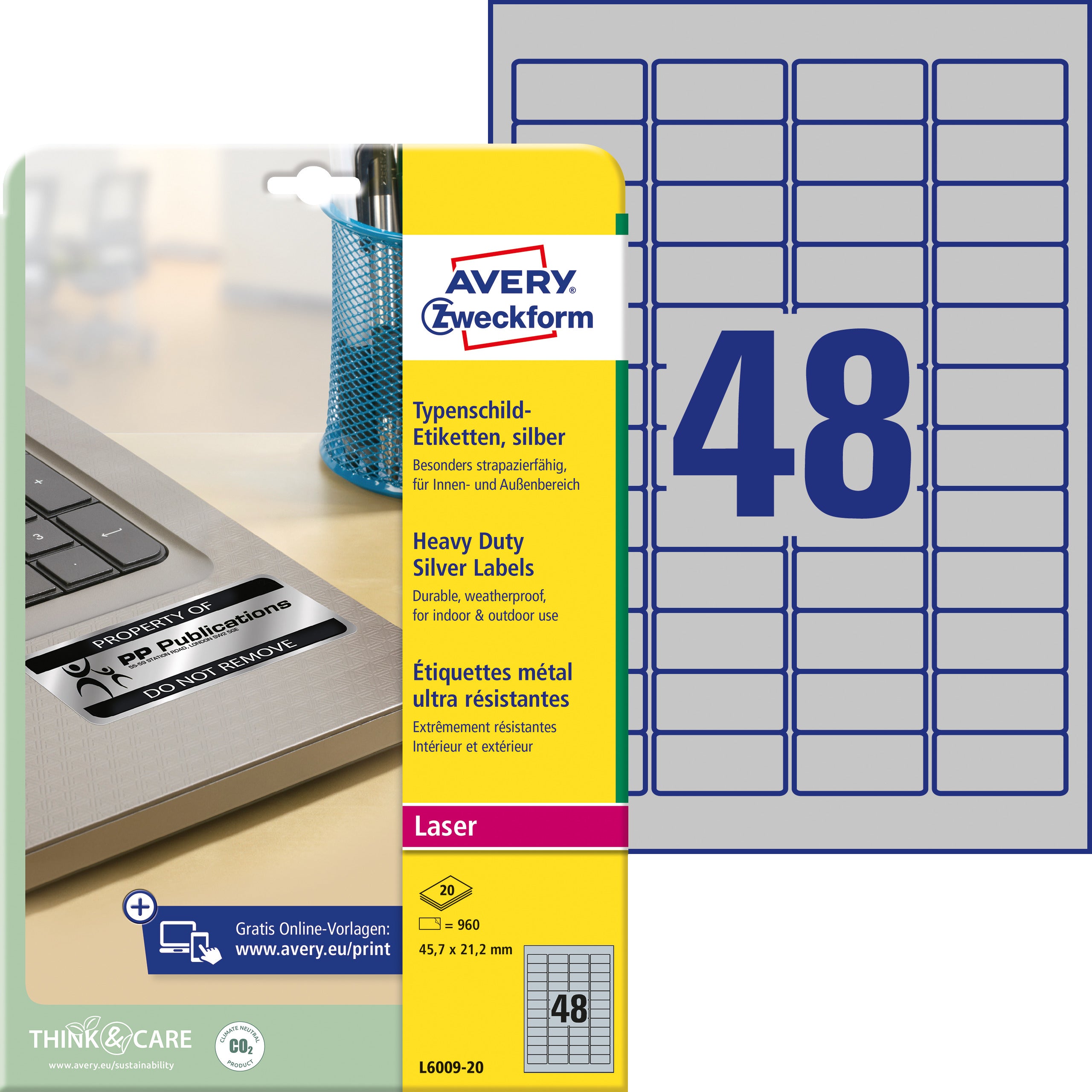 AVERY ZW. Étiquettes ultra-r.45,7x21,2mm