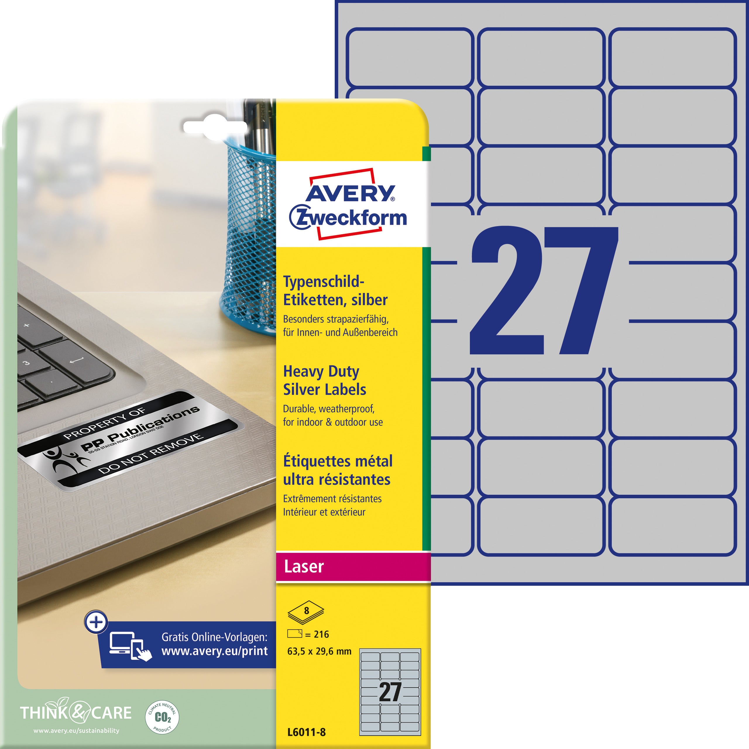 AVERY ZW. Etiquettes plaques 63,5x29,6mm