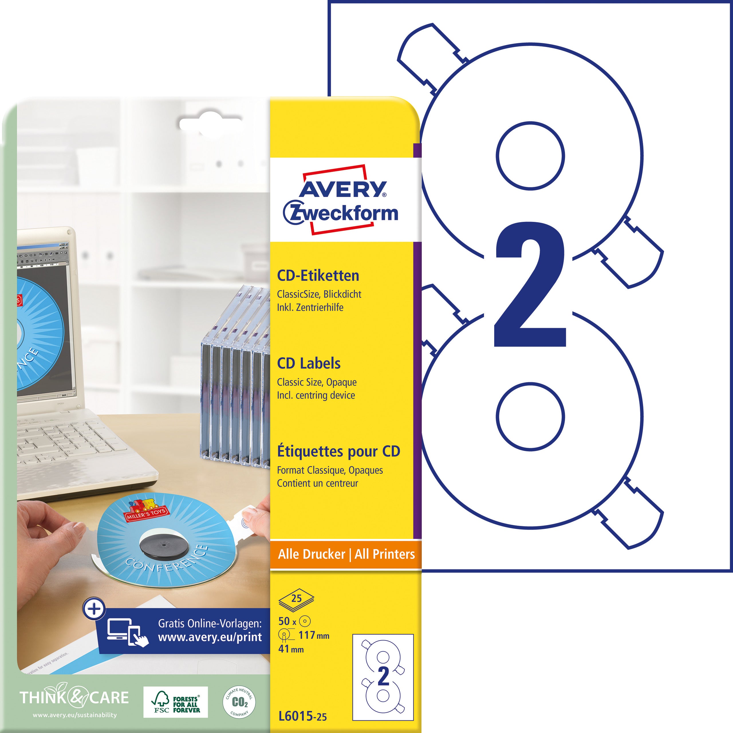 AVERY ZW. Etiquettes CD            117mm