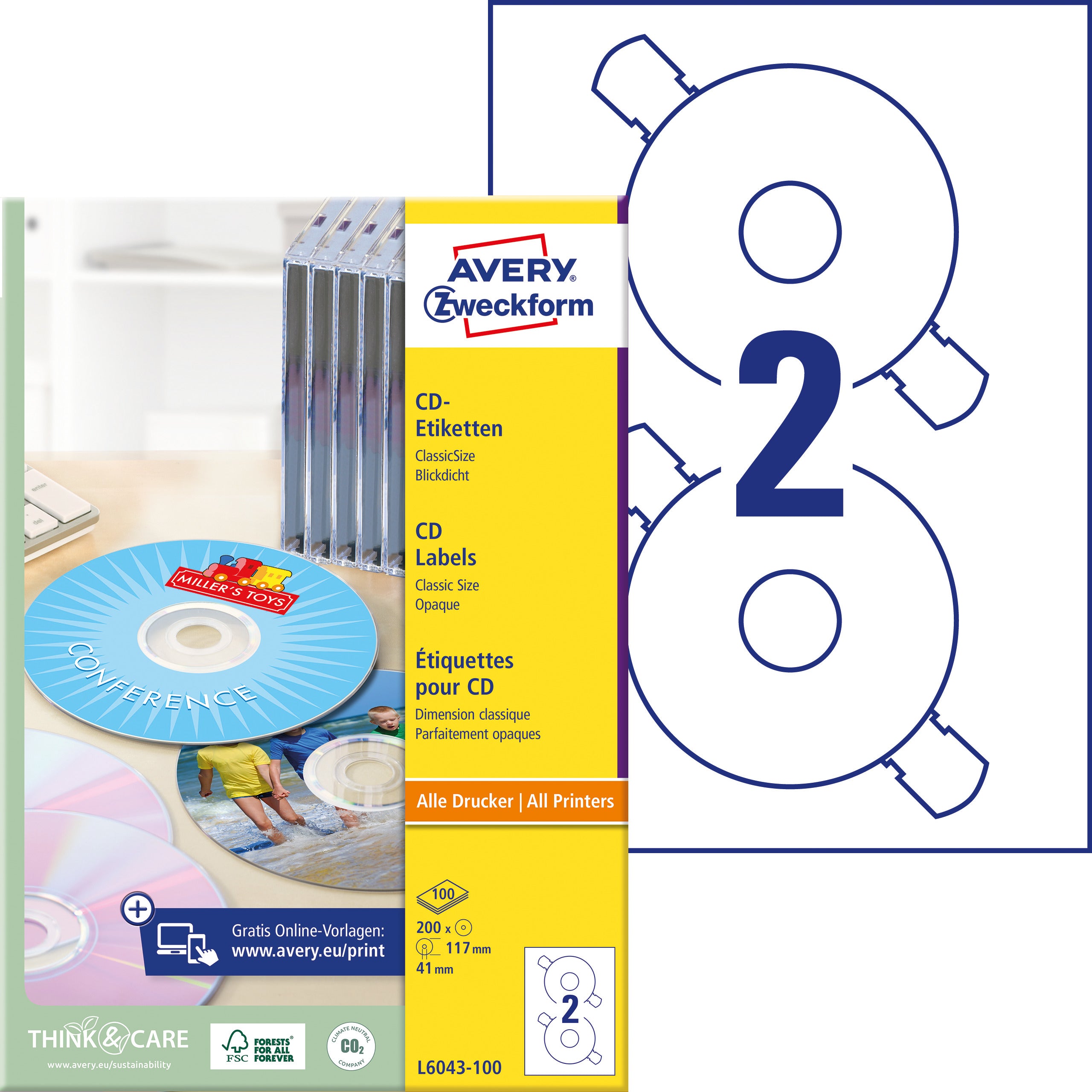 AVERY ZW. Etiquettes CD Classic    117mm
