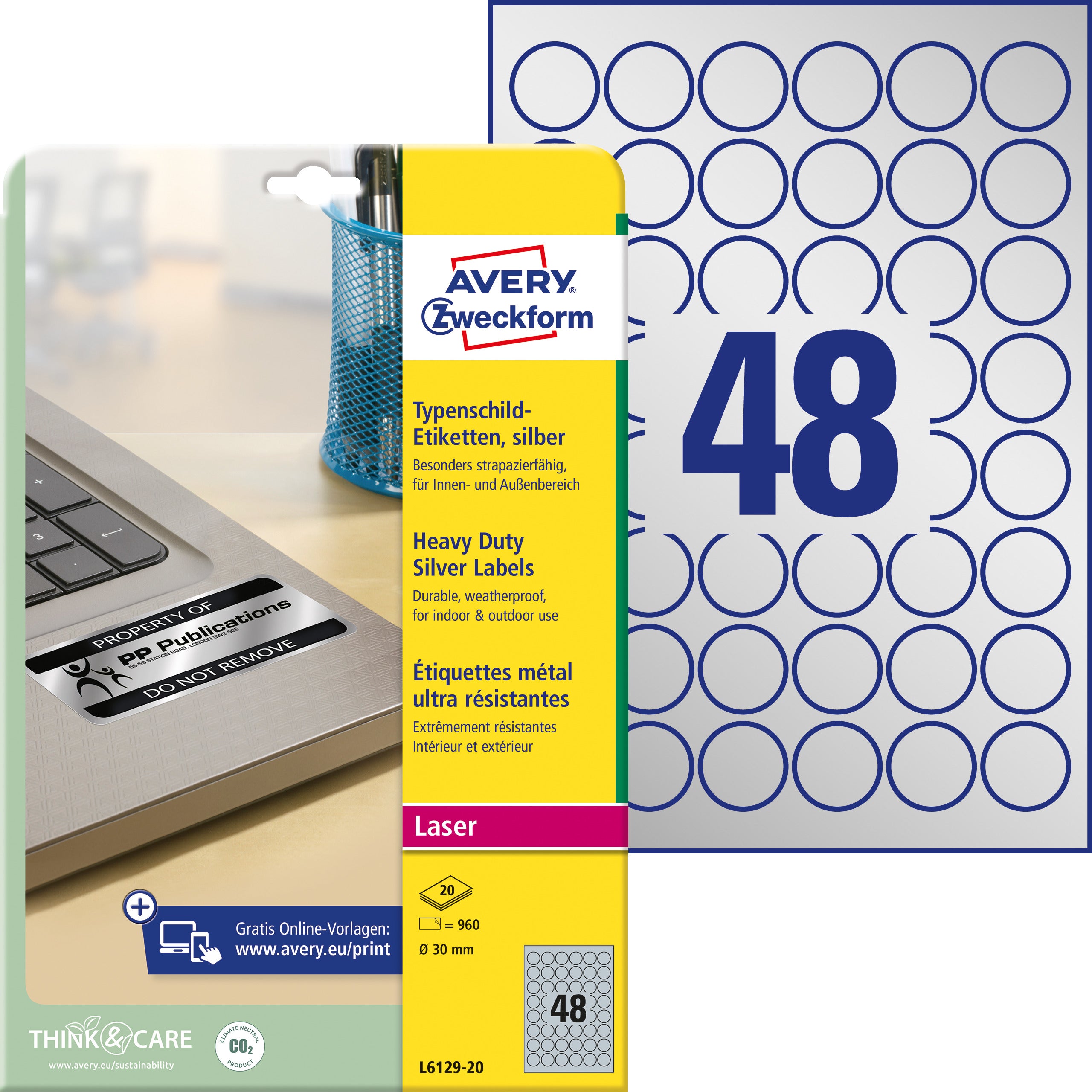 AVERY ZW. Etiquettes plaques        30mm