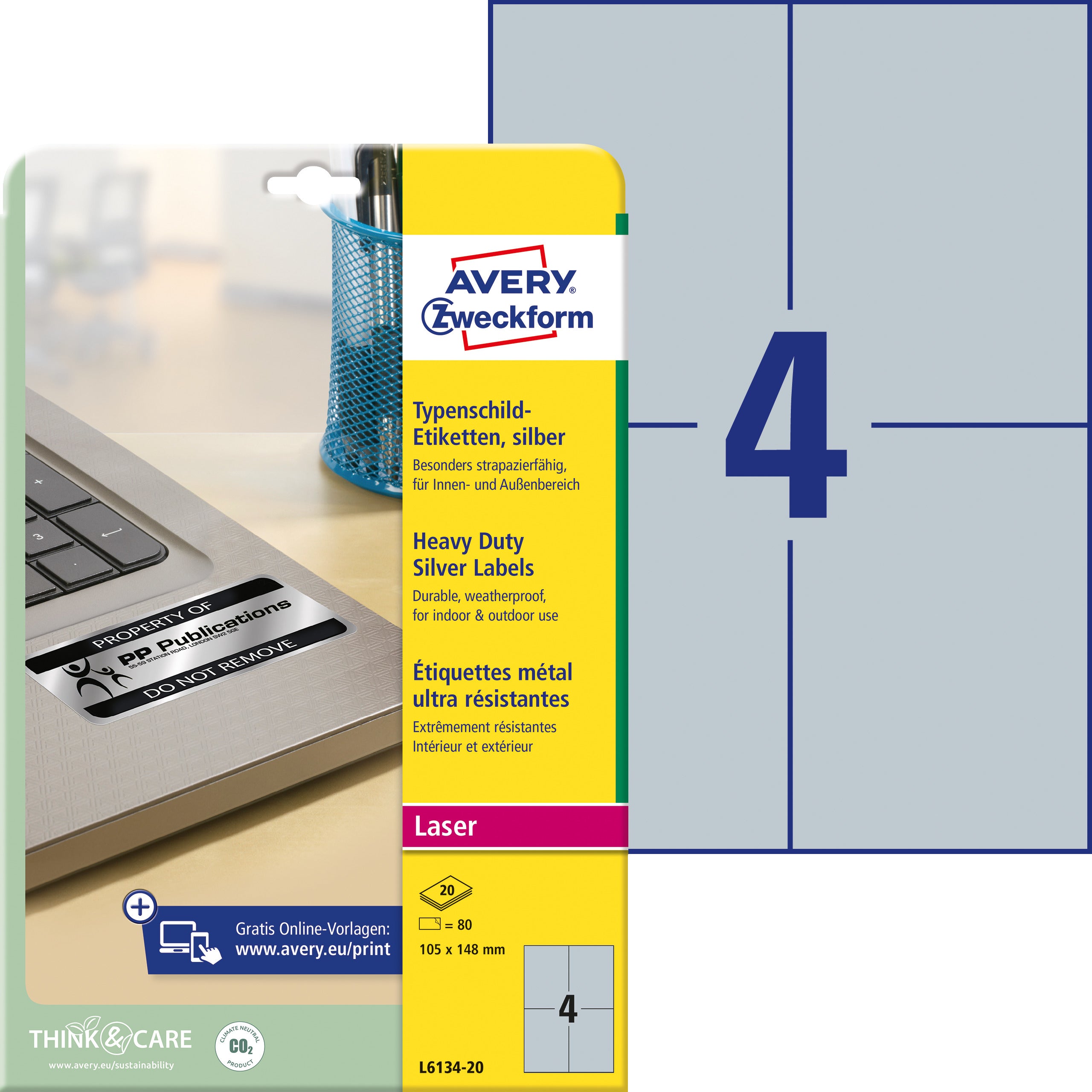 AVERY ZW. Etiquettes plaques   105x148mm