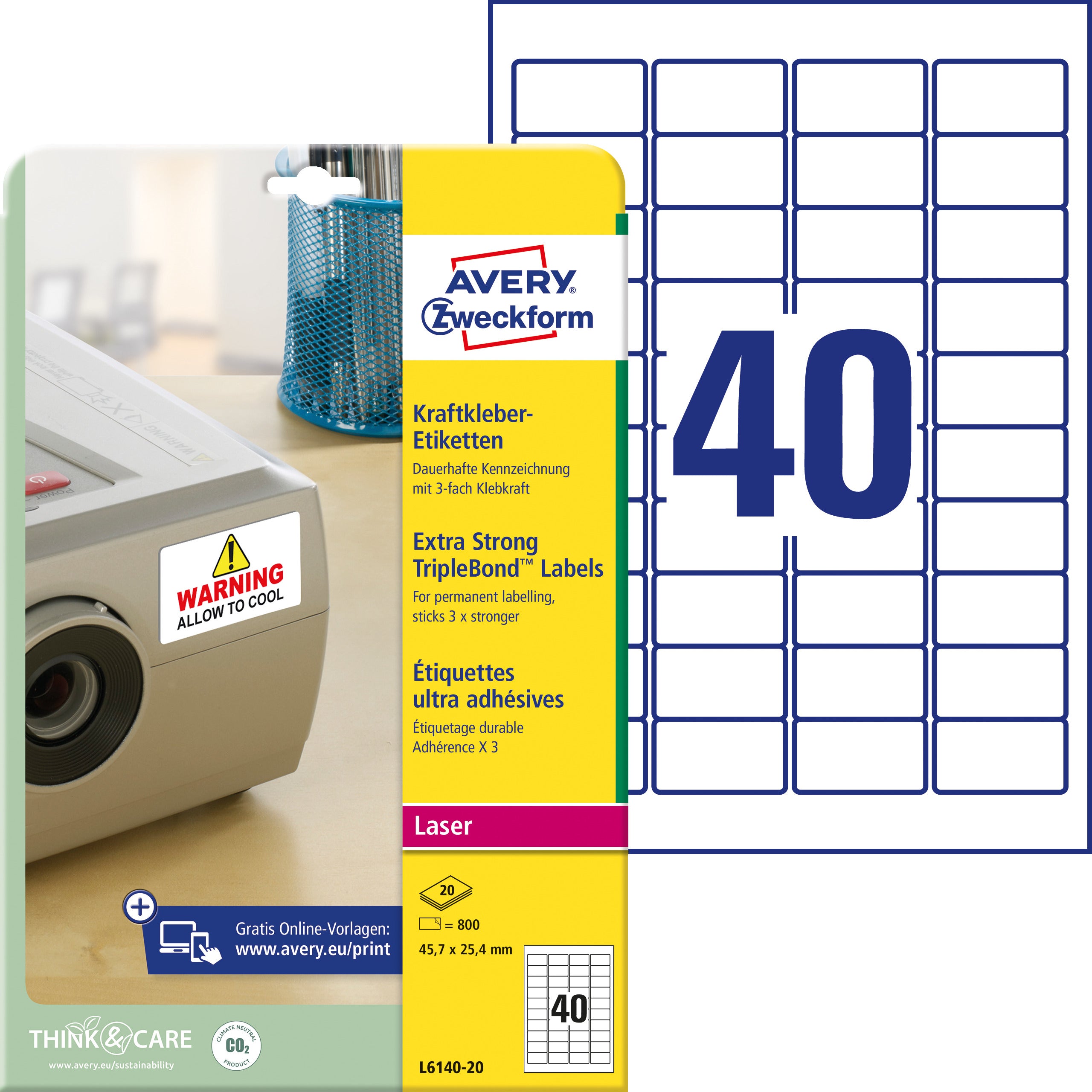 AVERY ZW. Etiquettes         45,7×25,4mm