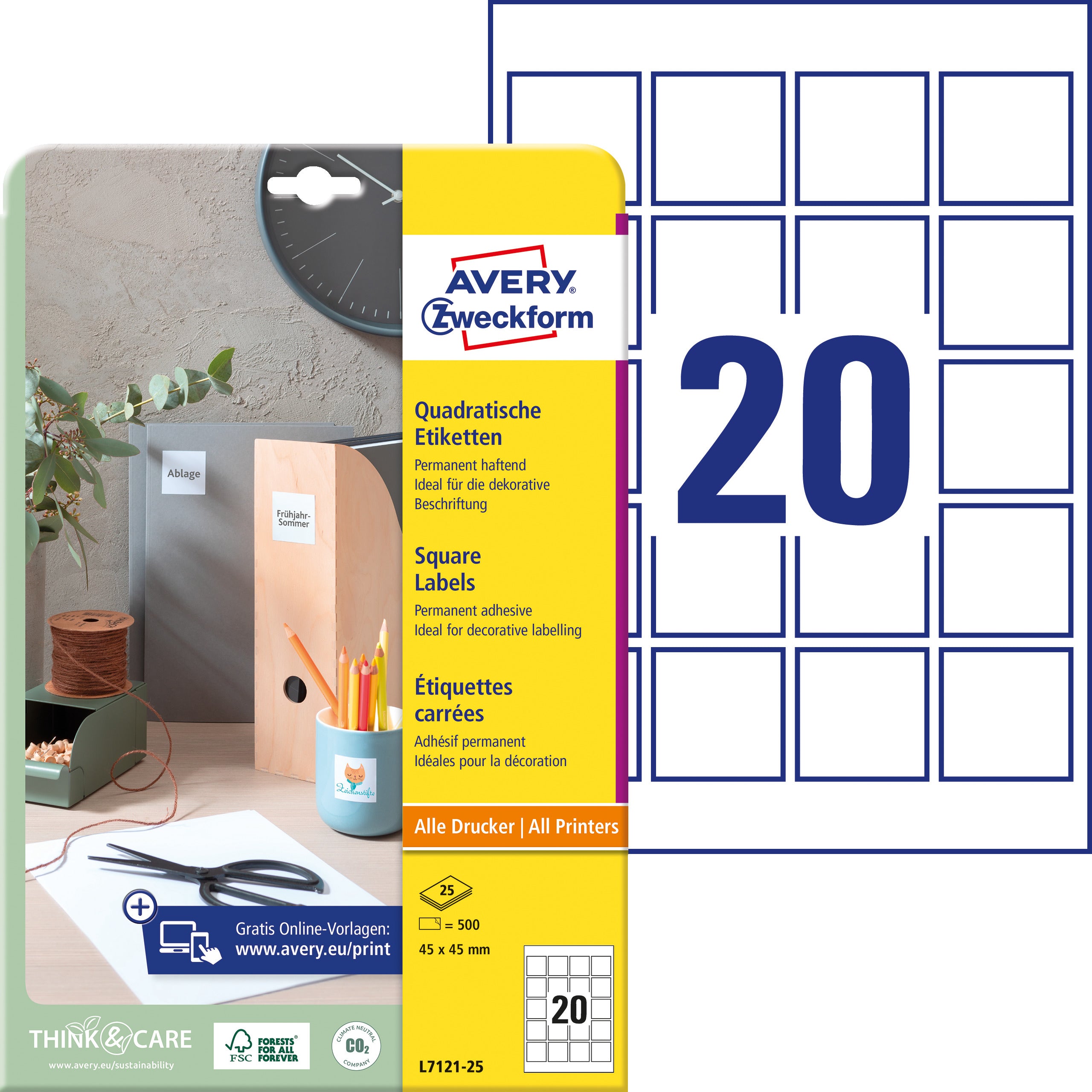 AVERY ZW. Etiquettes QR Code     45x45mm