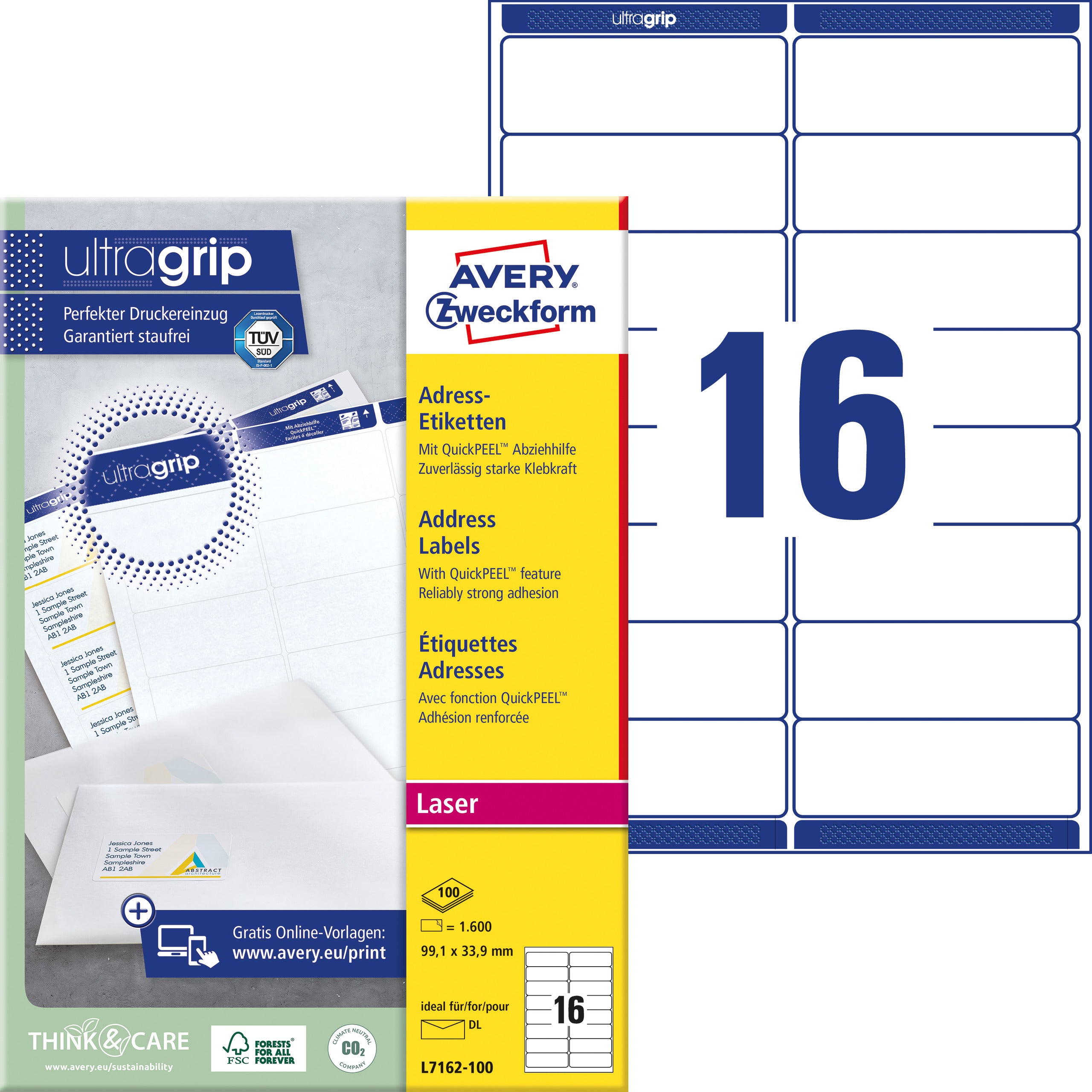 AVERY ZW. Etiquettes adress. 99,1x33,9mm