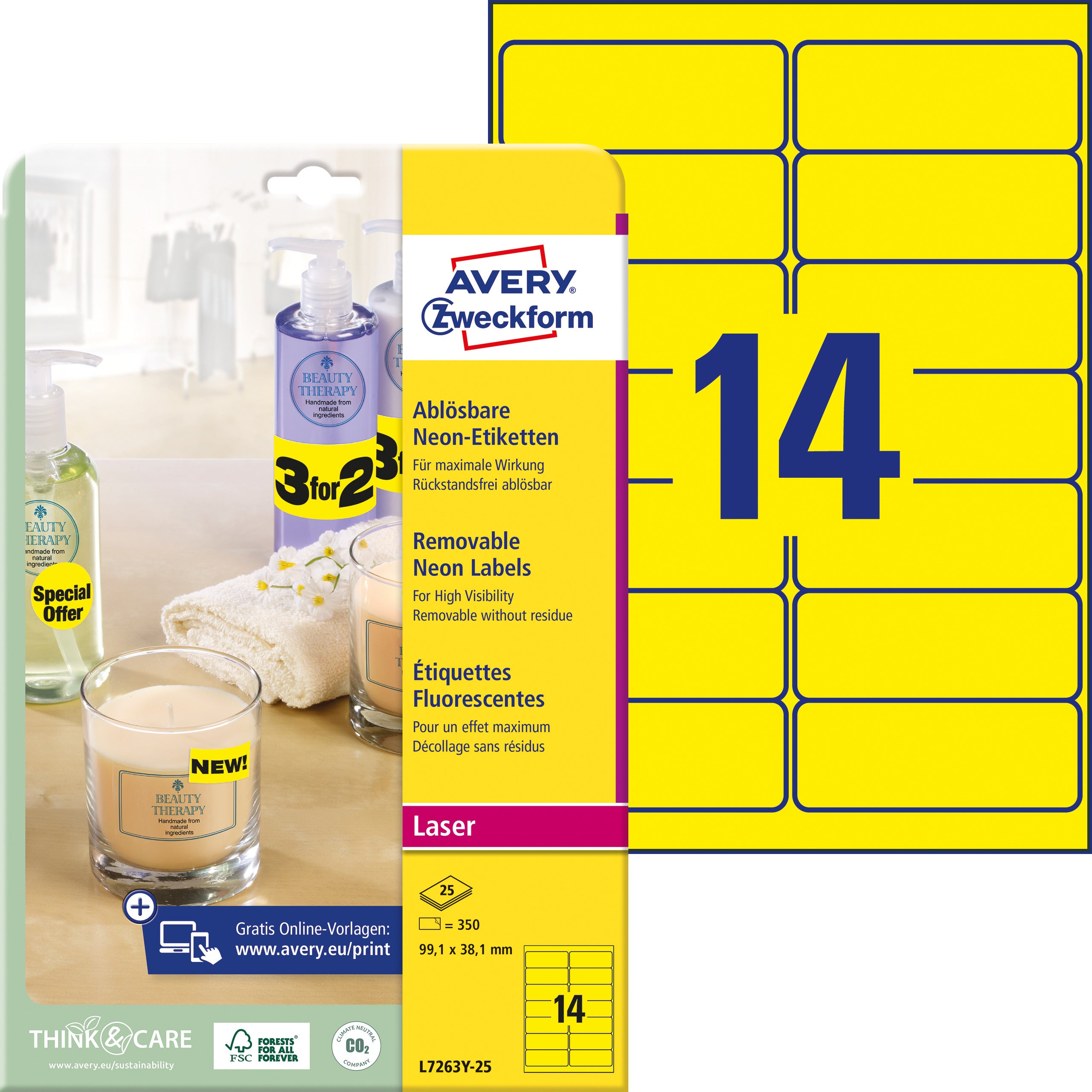 AVERY ZW. Etiquettes         99,1x38,1mm