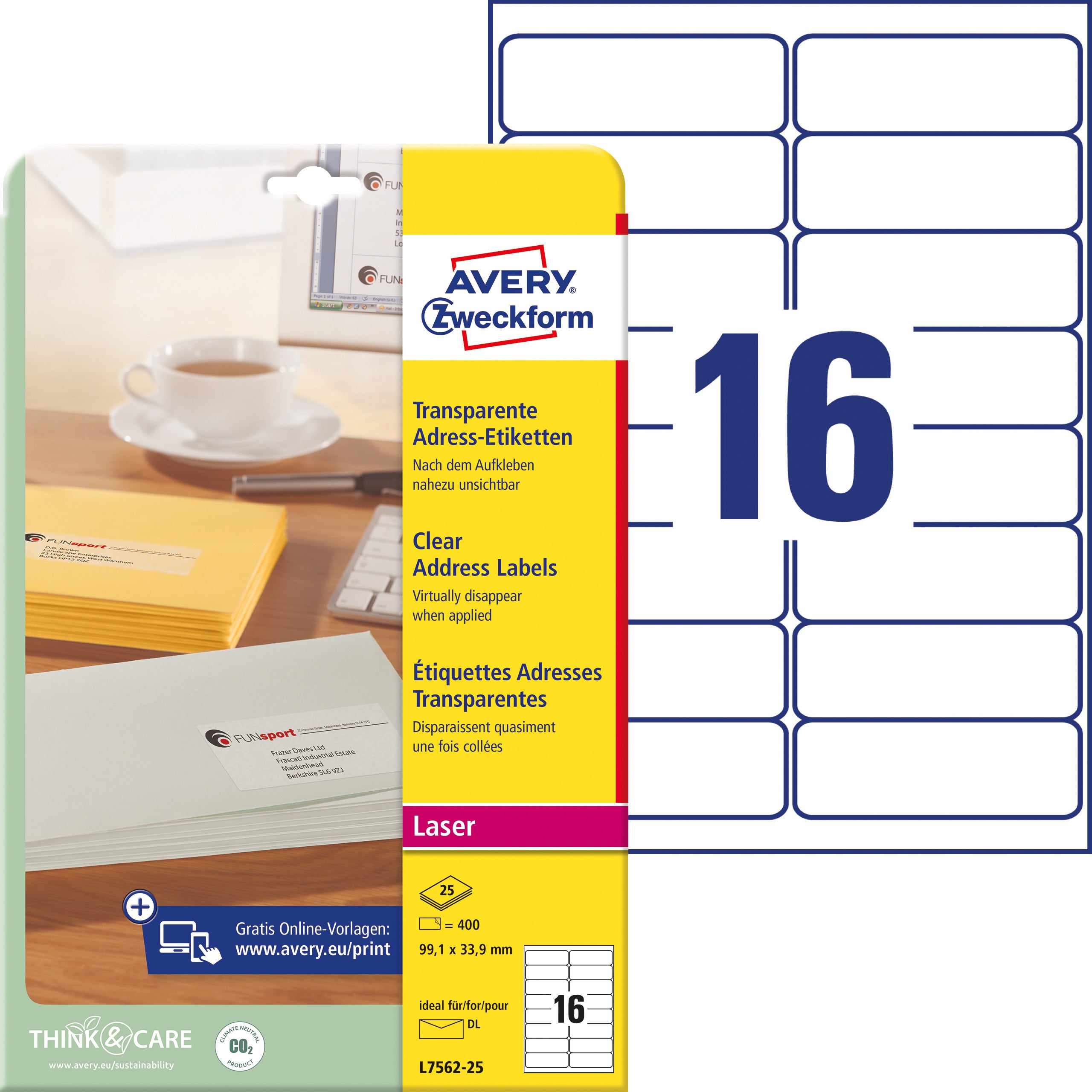 AVERY ZW. Etiquettes Laser   99,1x33,9mm