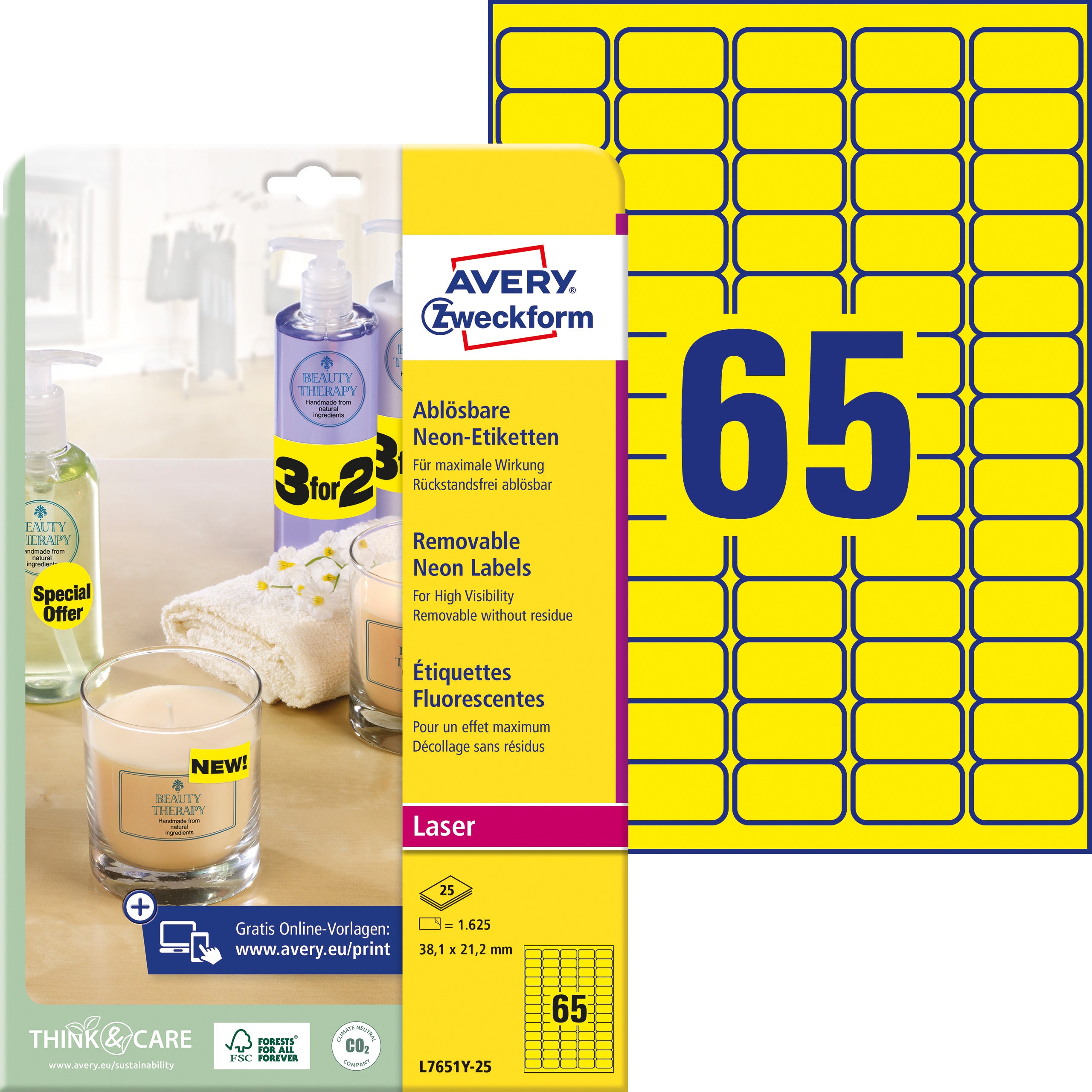 AVERY ZW. Etiquettes         38,1x21,2mm