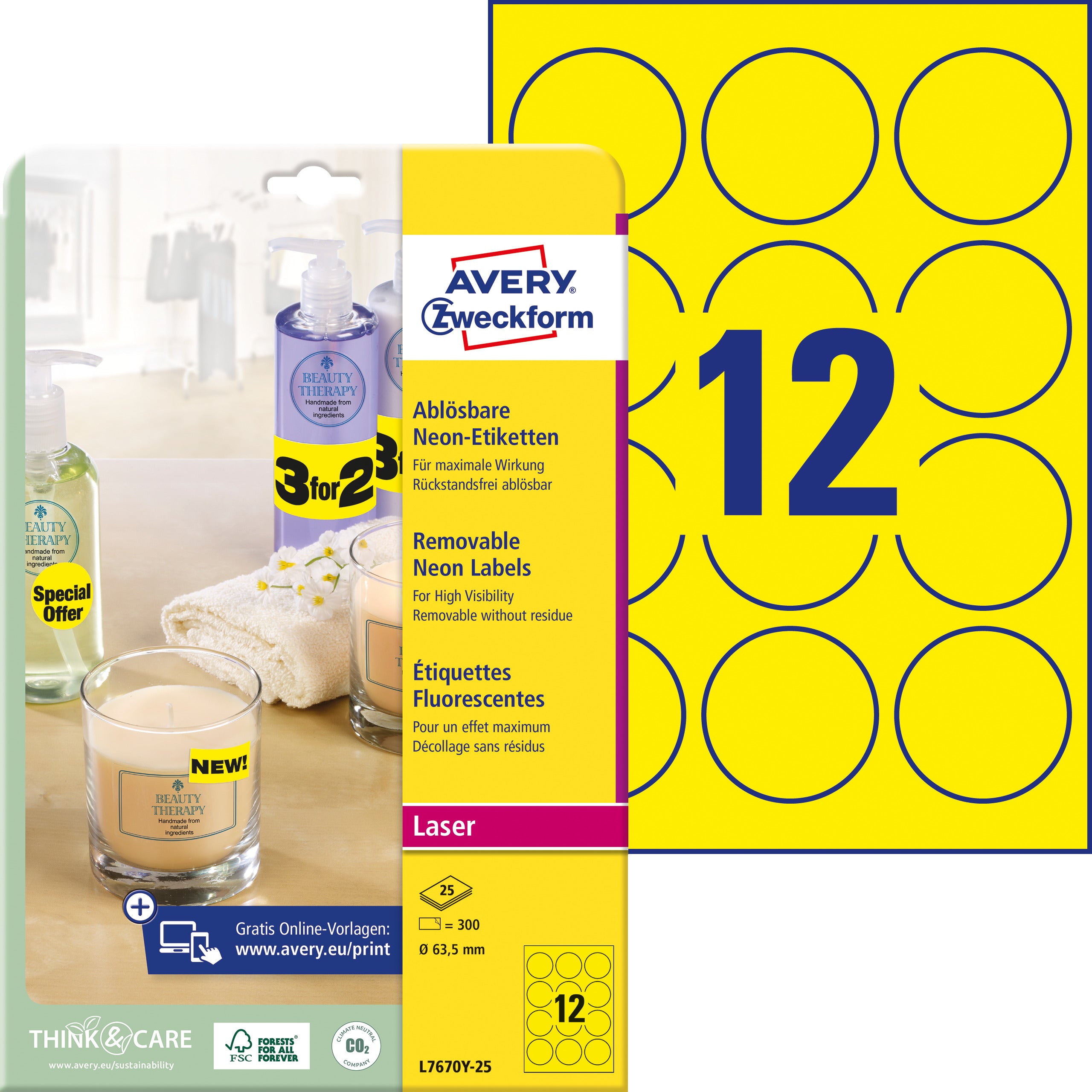 AVERY ZW. Etiquettes              63,5mm