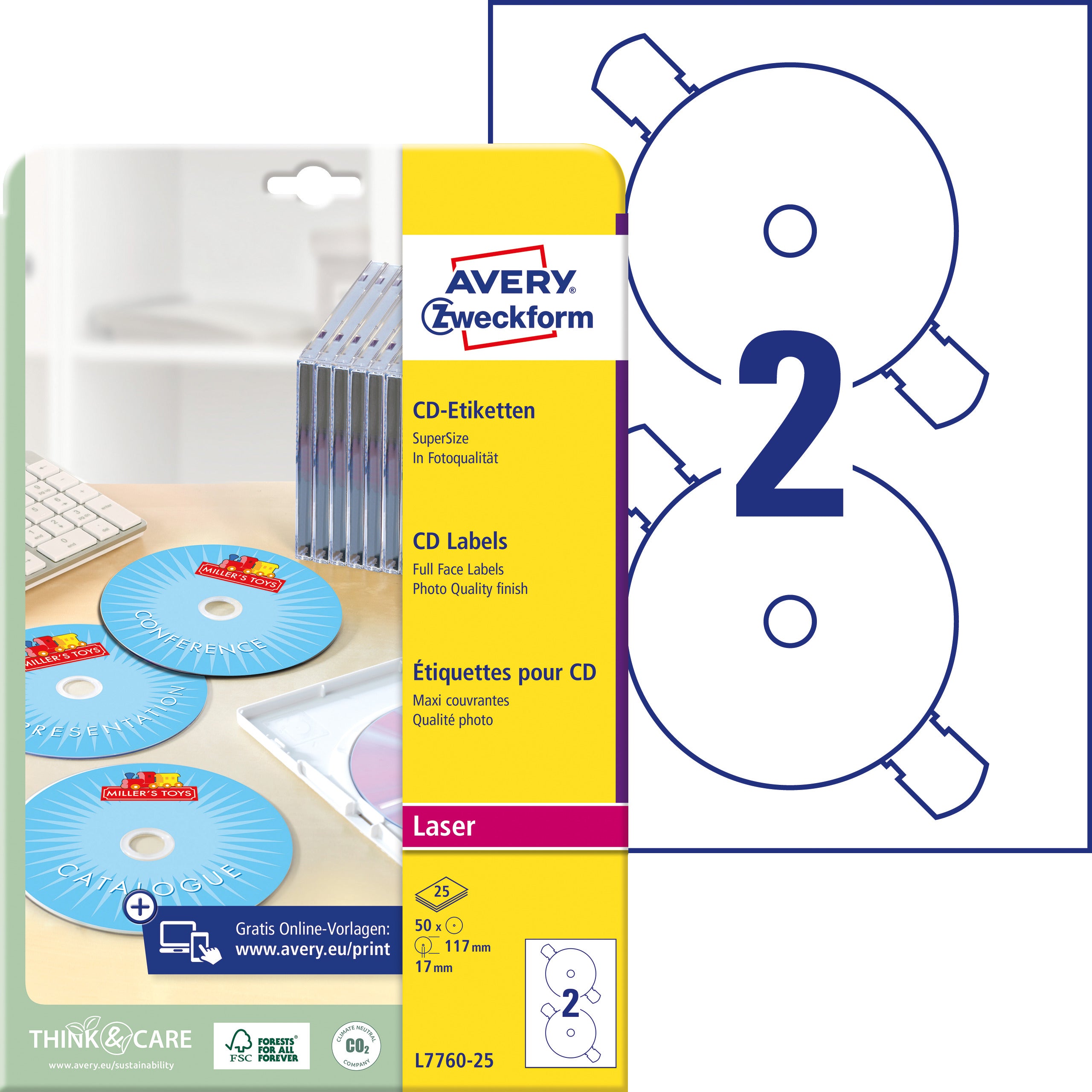 AVERY ZW. CD-Etiketten Supersize   117mm
