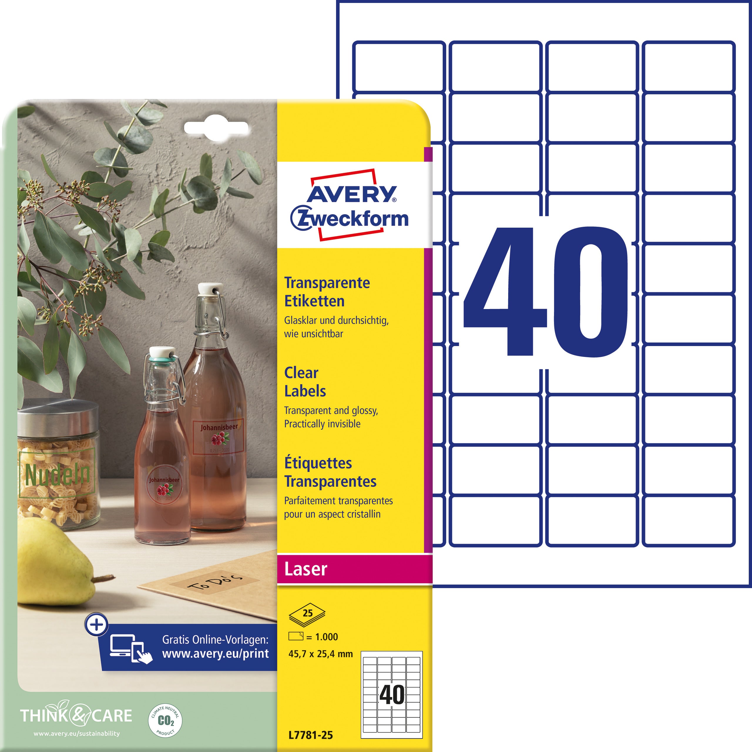 AVERY ZW. Etiquettes         45,7x25,4mm