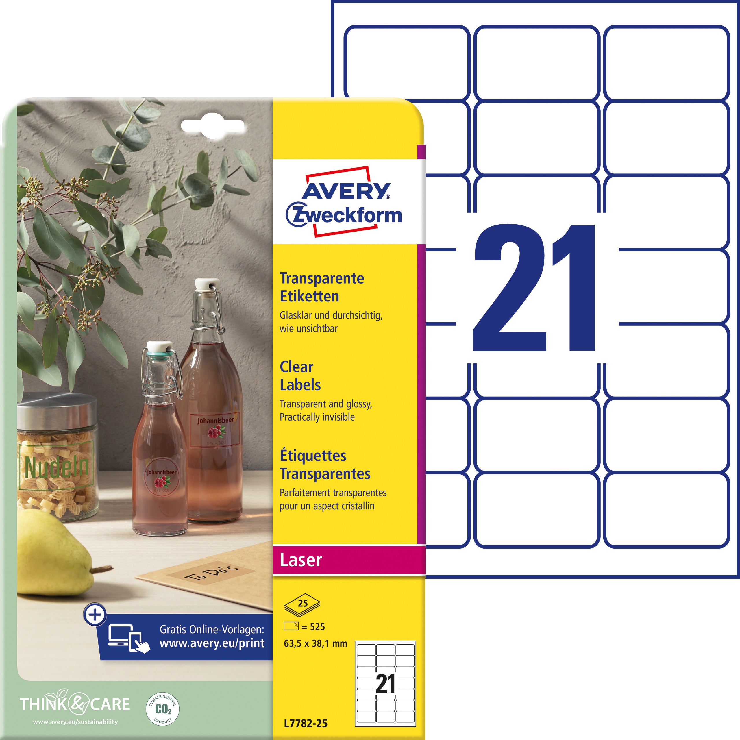 AVERY ZW. Etiquettes         63,5x38,1mm