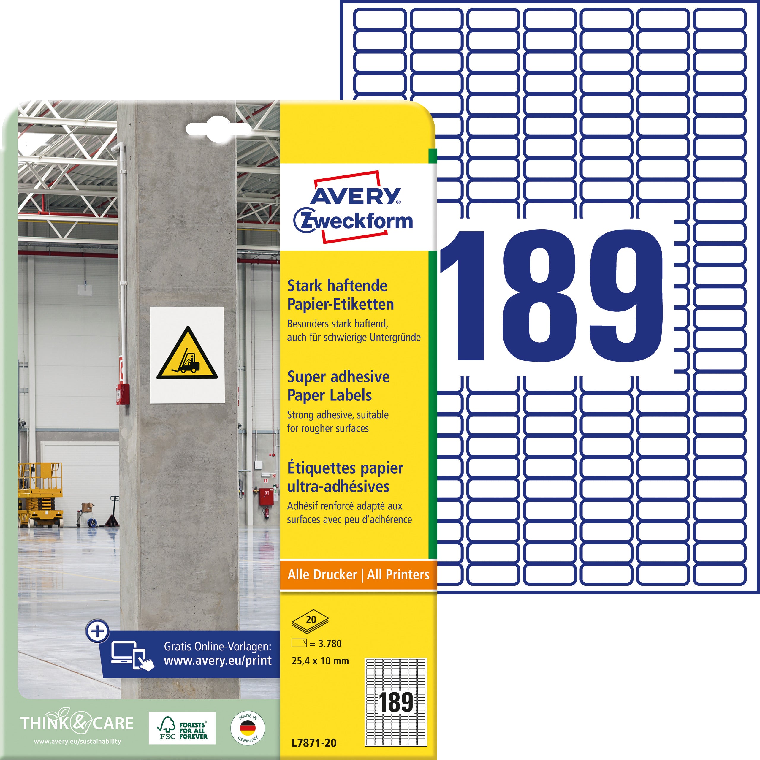 AVERY ZW. Etiquettes Univ.     25.4x10mm