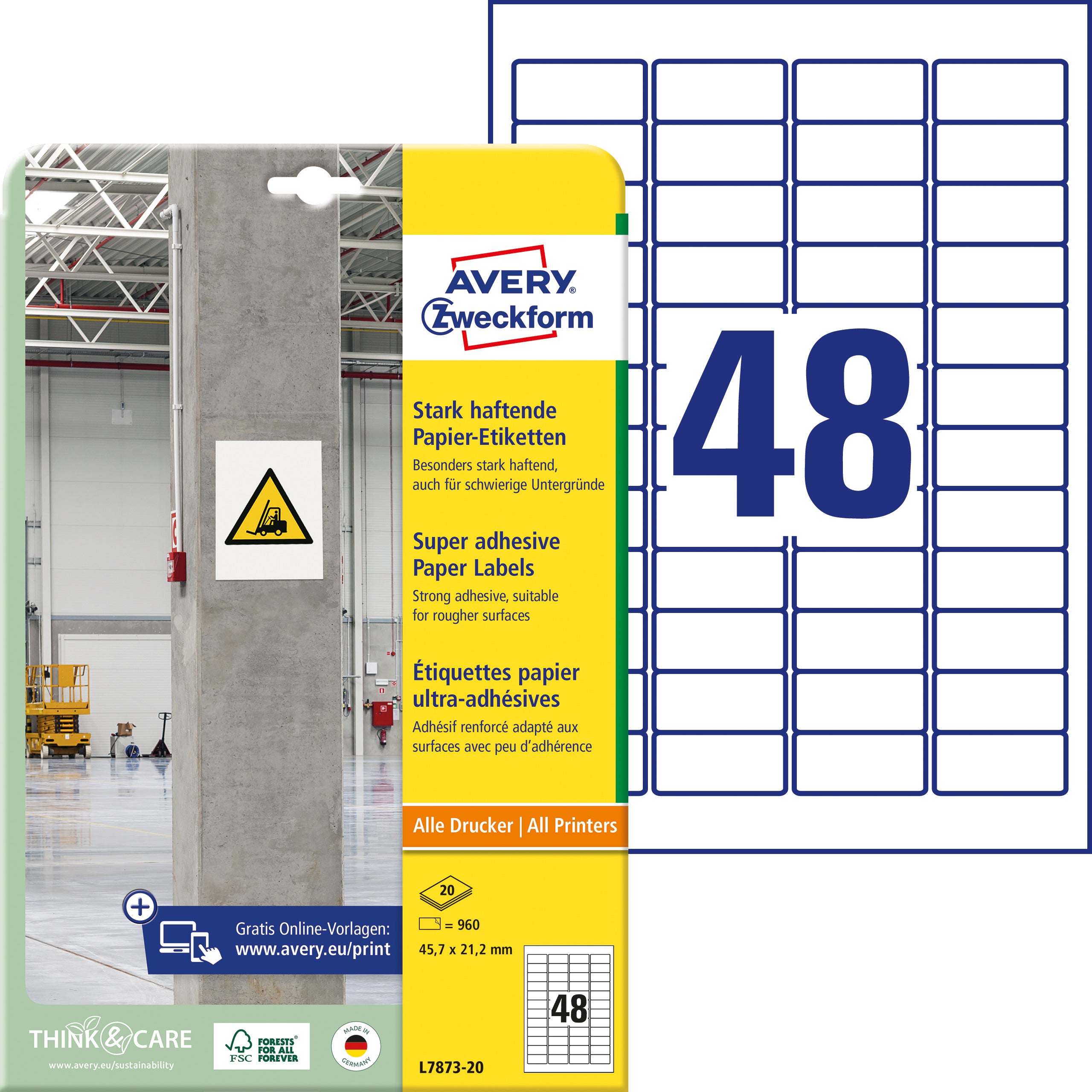 AVERY ZW. Etiquettes Univ.   45.7x21.2mm