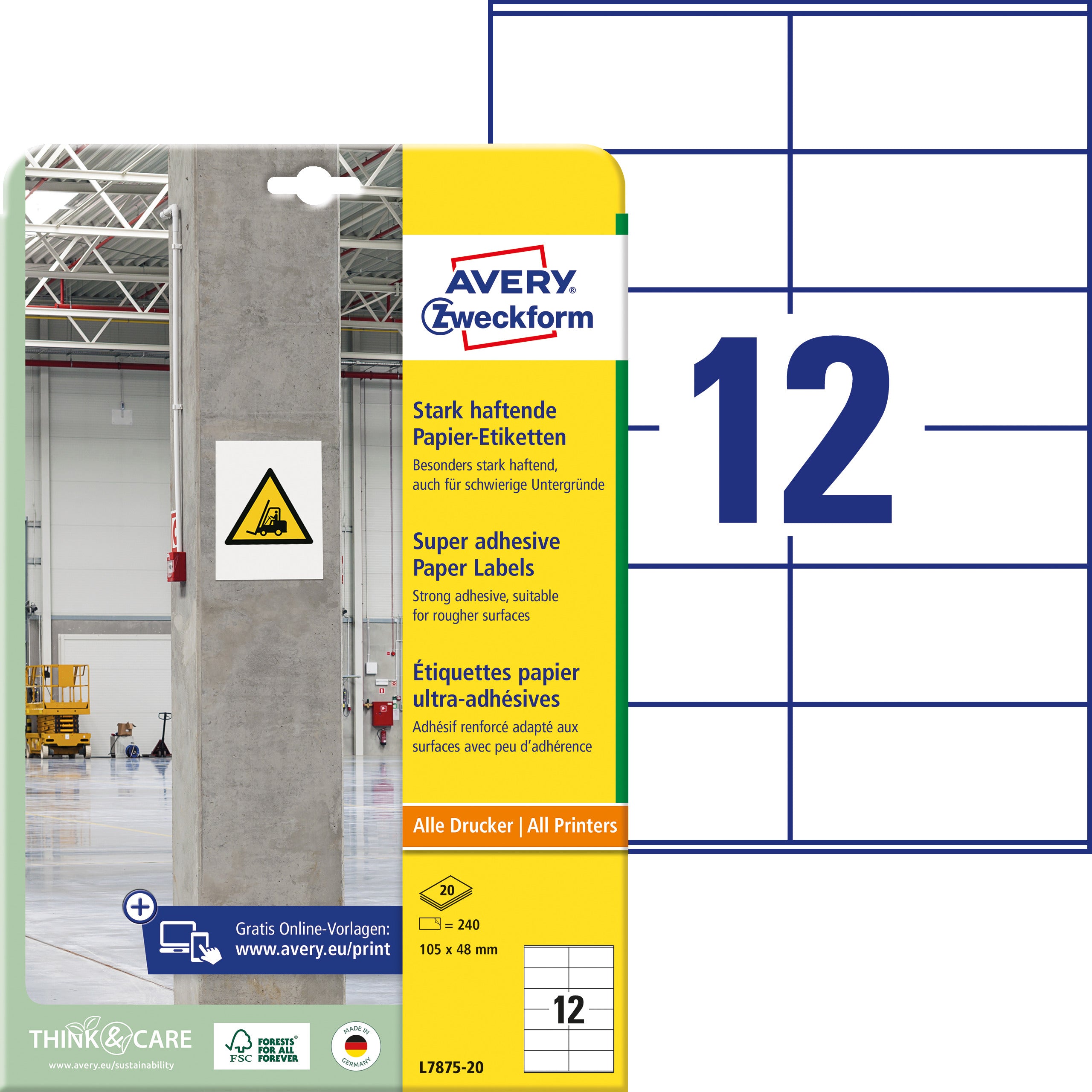 AVERY ZW. Etiquettes Univ.      105x48mm