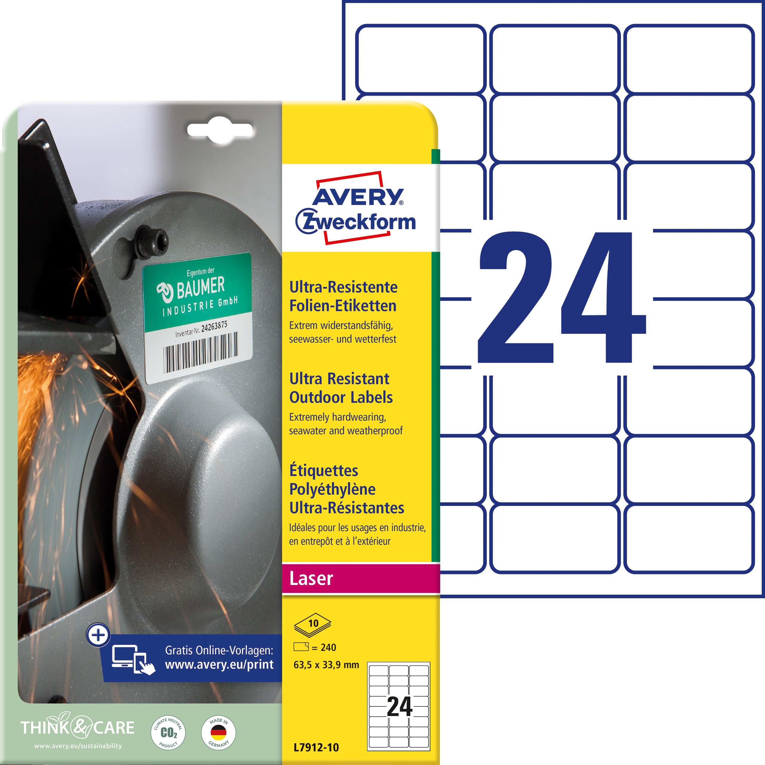 AVERY ZW. Etiquettes         63,5x33,9mm