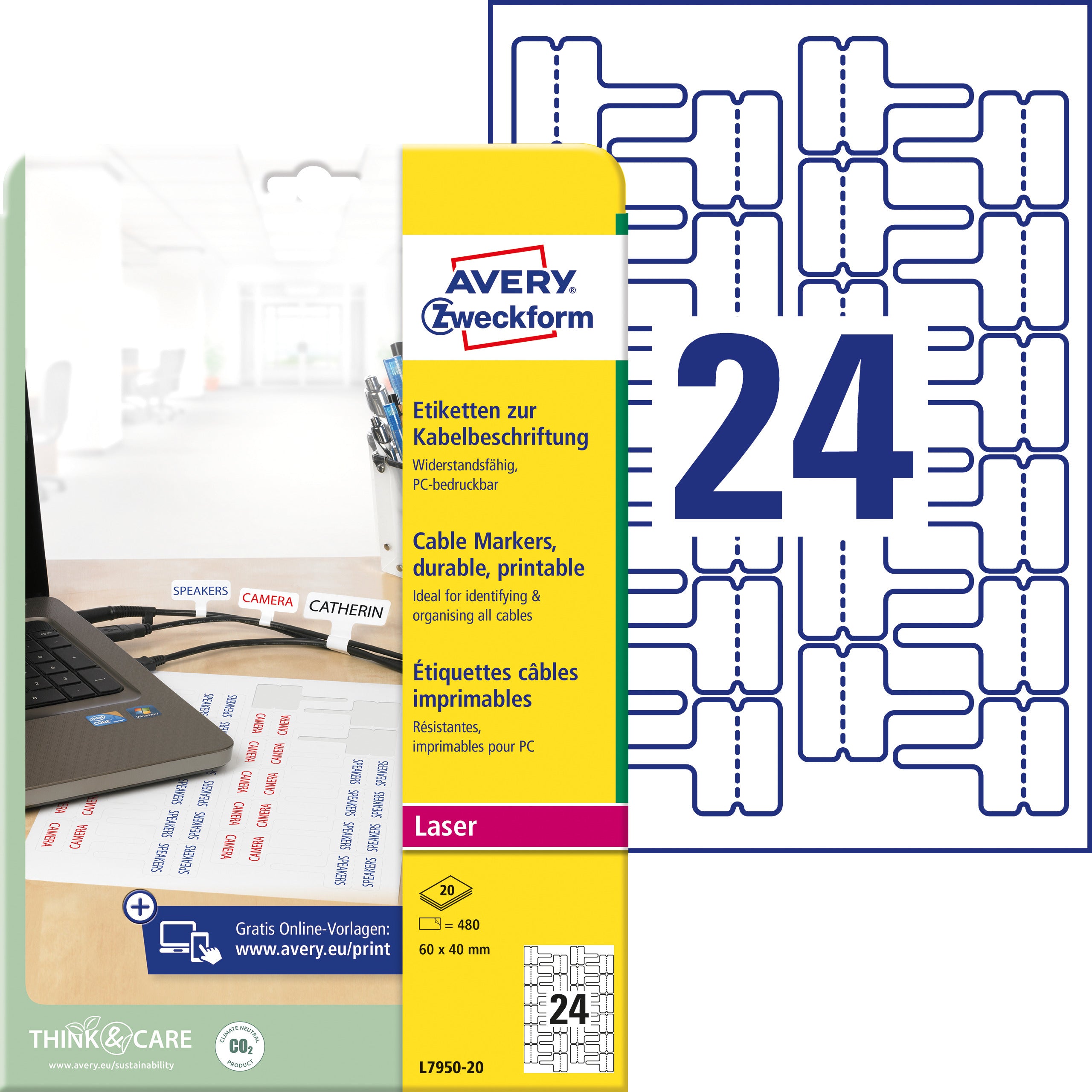 AVERY ZW. Etiquettes             60x40mm