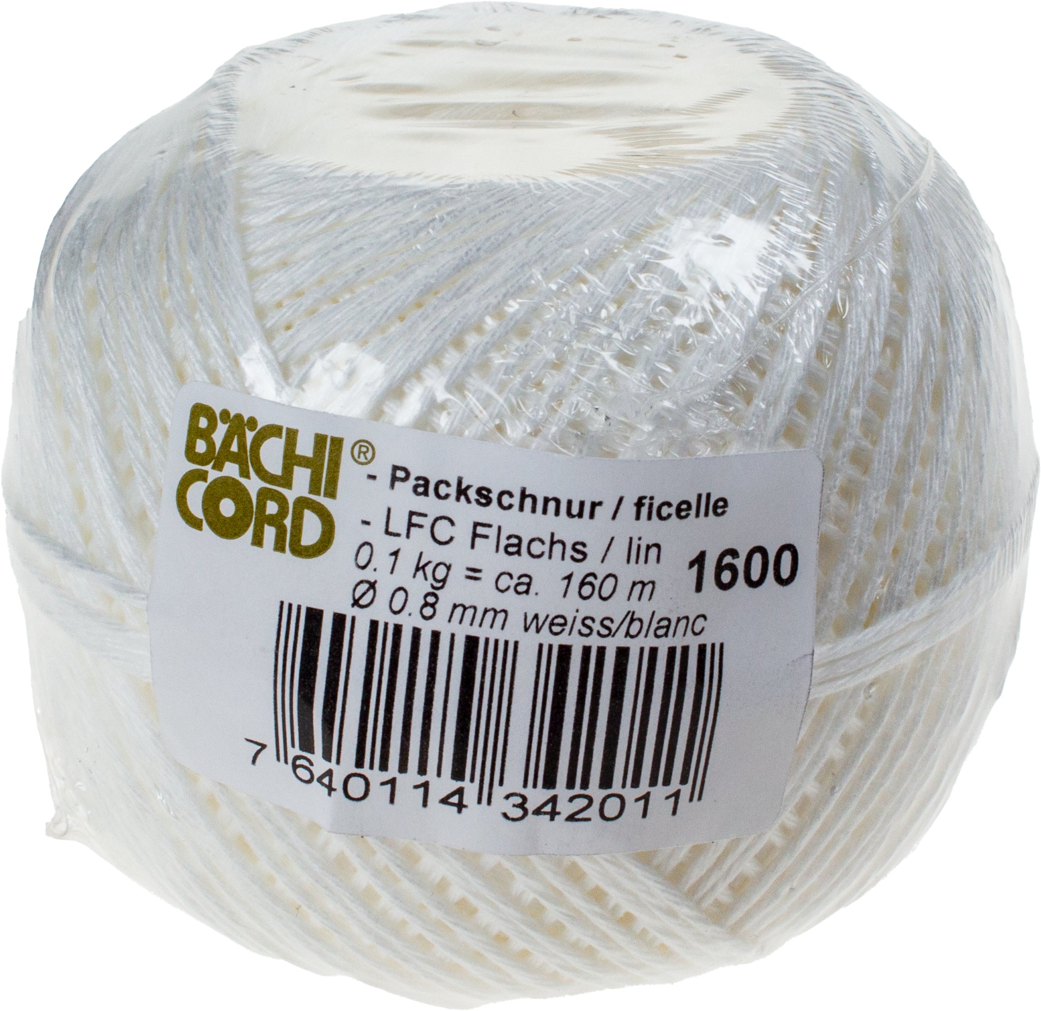 BAECHI Ficelle d'emballage LFC blanc 541016031 160m, 0,8mm 100g