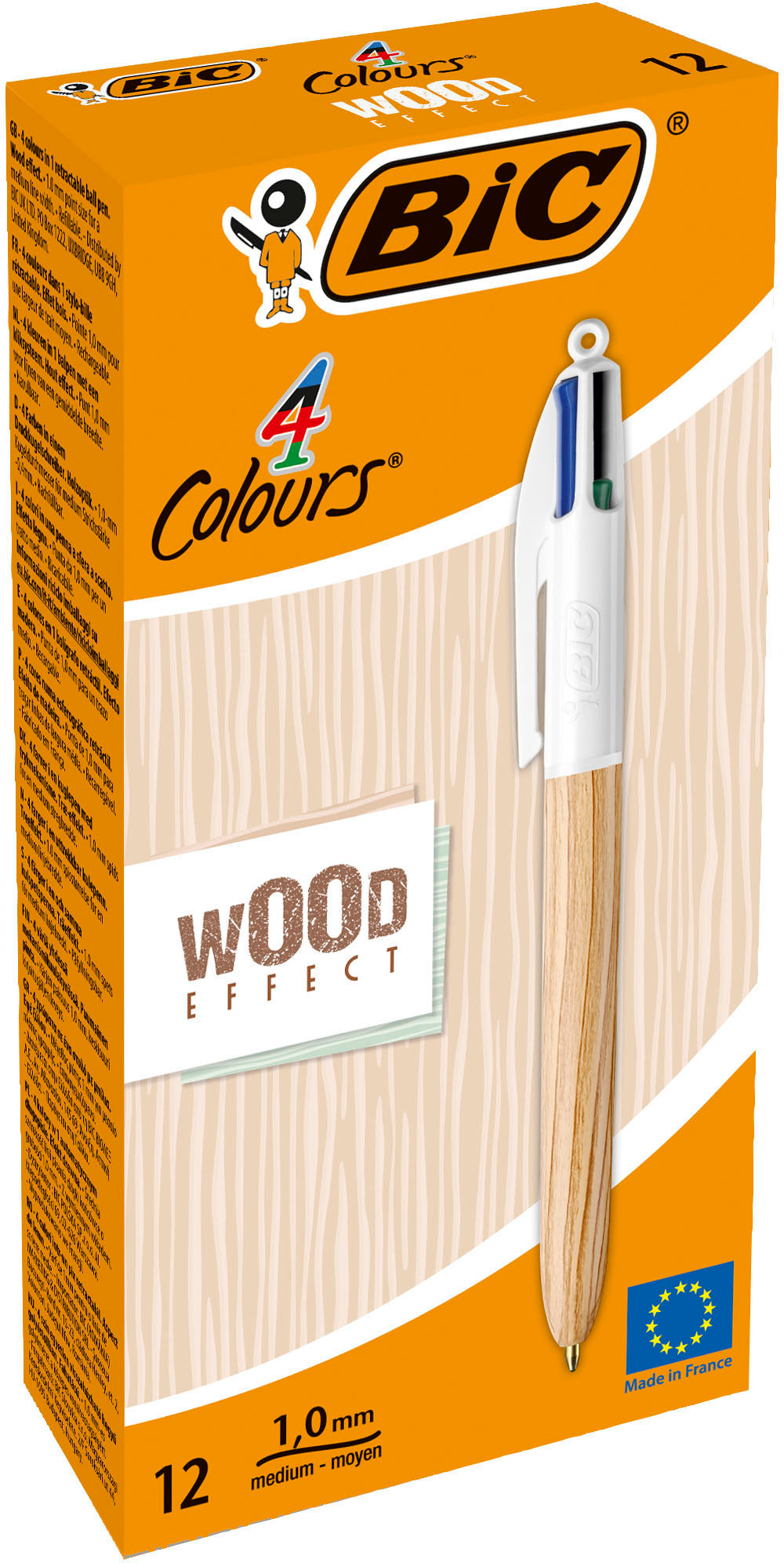 BIC Stylo à bille 4 Colours 0.4mm 508964 Wood Natural