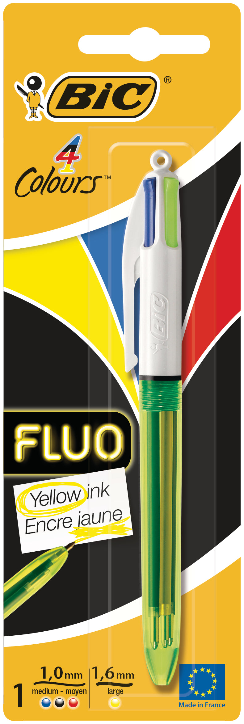 BIC Stylo à bille Fluo 933949 4 colours blister