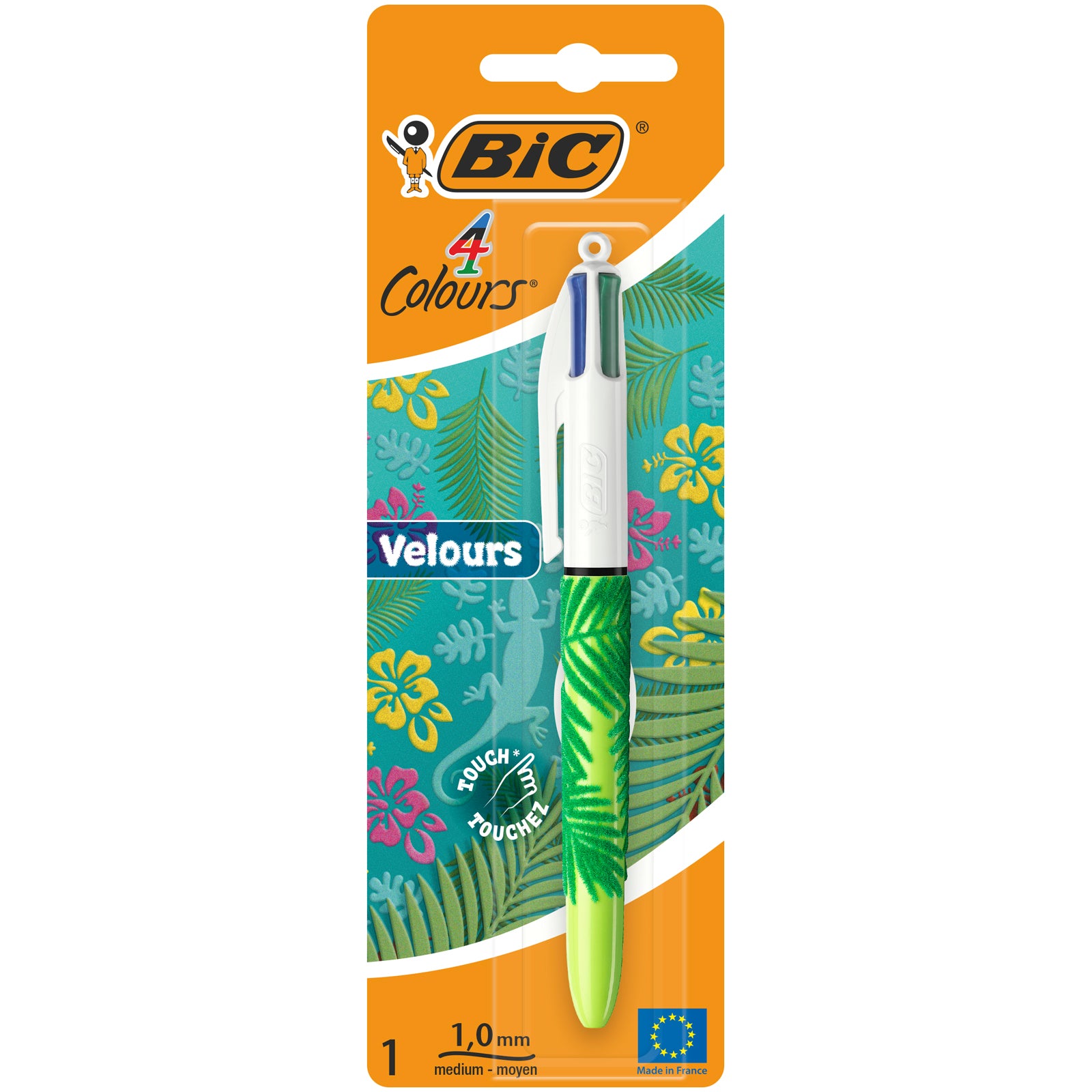 BIC Stylo à bille Clip 1mm 9672961 4 Colours Velours