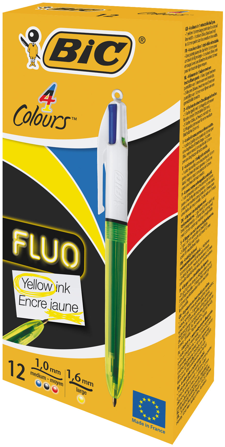 BIC Stylo à bille Fluo 982868 4 colours Box, 12 pcs.