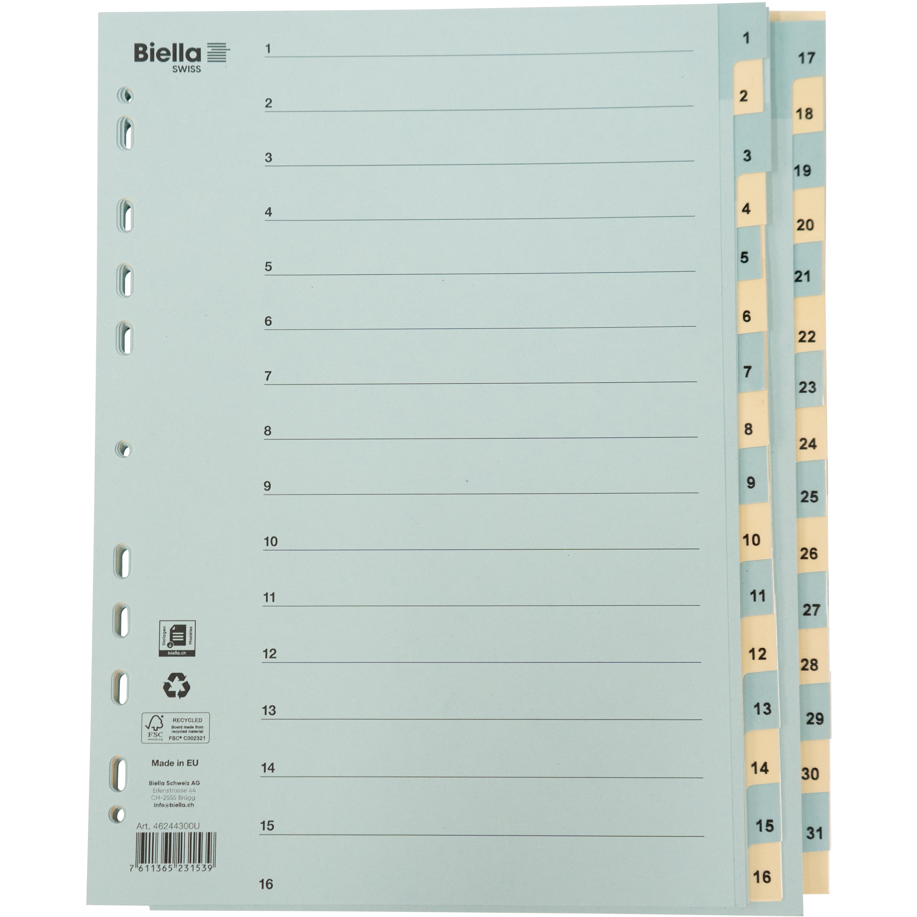 BIELLA    R‚pertoires carton 210g     A4