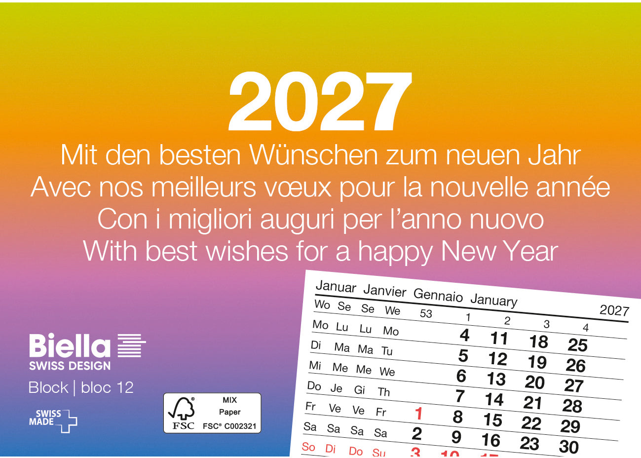 BIELLA    Calendrier bloc Nr.12     2027