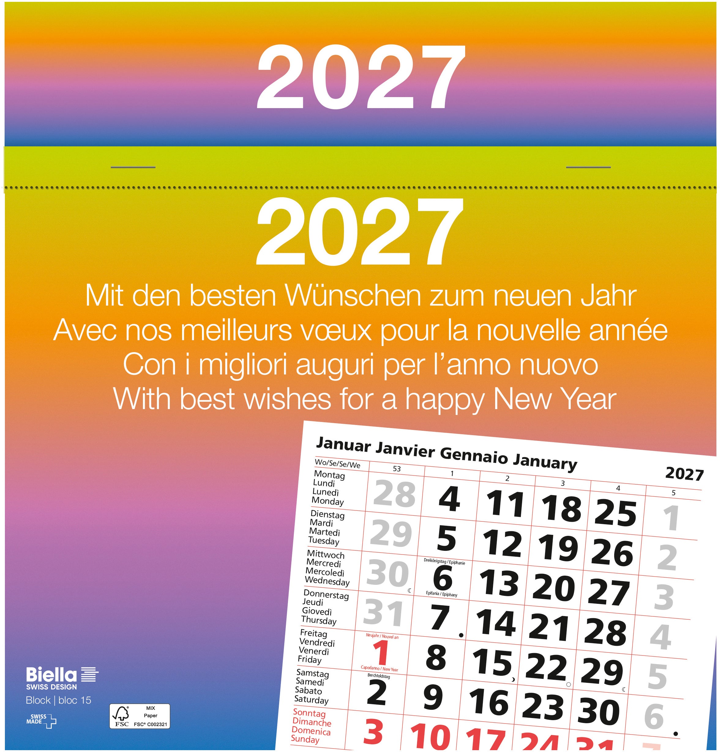 BIELLA    Calendrier bloc Nr.15     2027