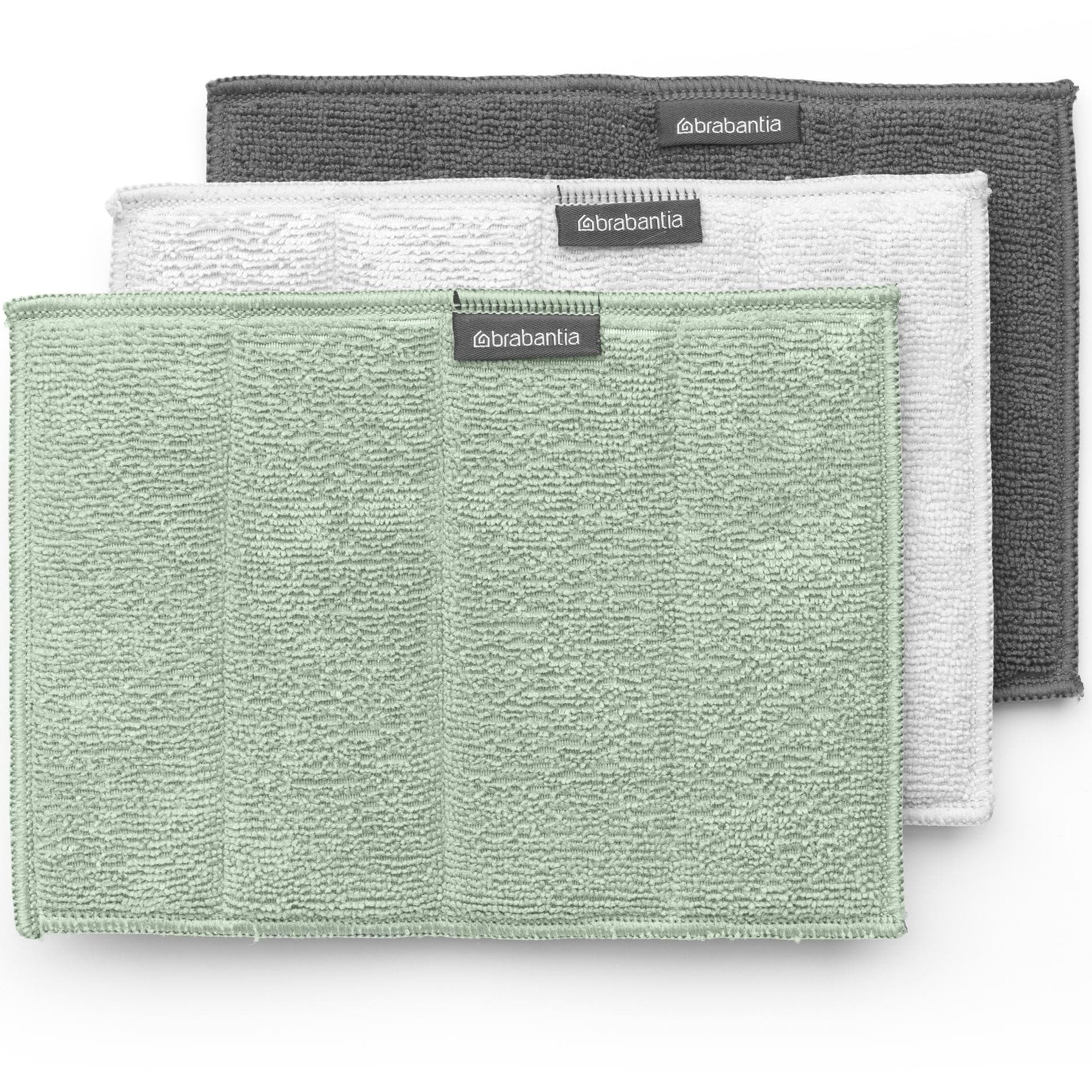 BRABANTIA Mikrofaser-Reinigungstuch 215827 Grau/Hellgrün/Weiss 3 Stück