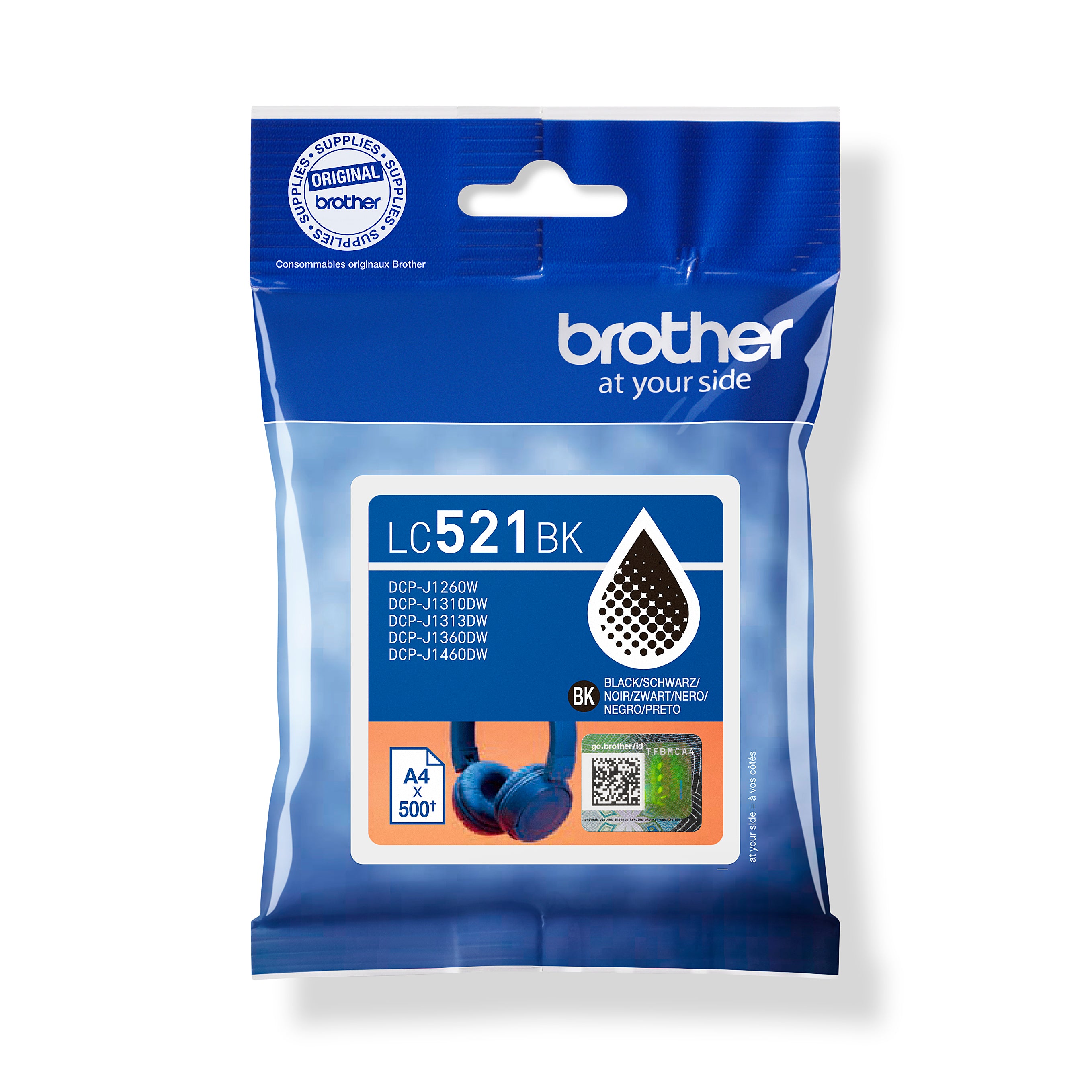 BROTHER Cartouche d'encre noir LC-521BK DCP-J1360DW 500 pages