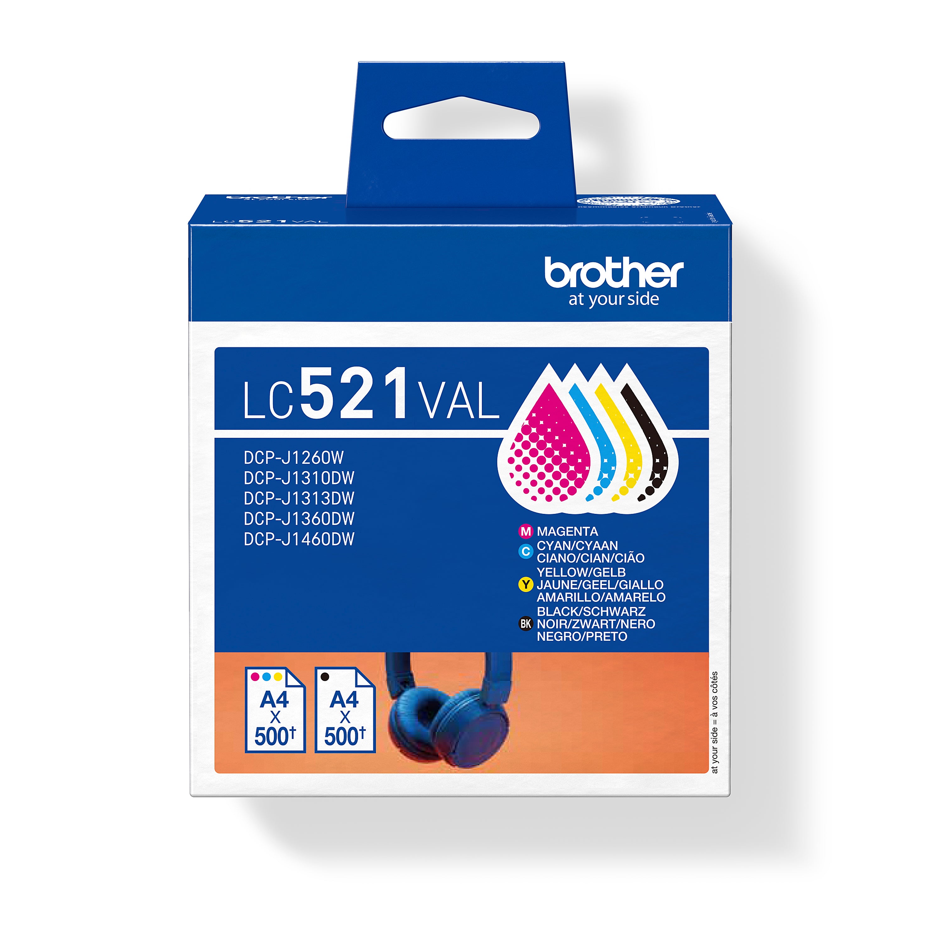 BROTHER Valuepack encre CMYBK LC-521VAL DCP-J1360DW 500 pages