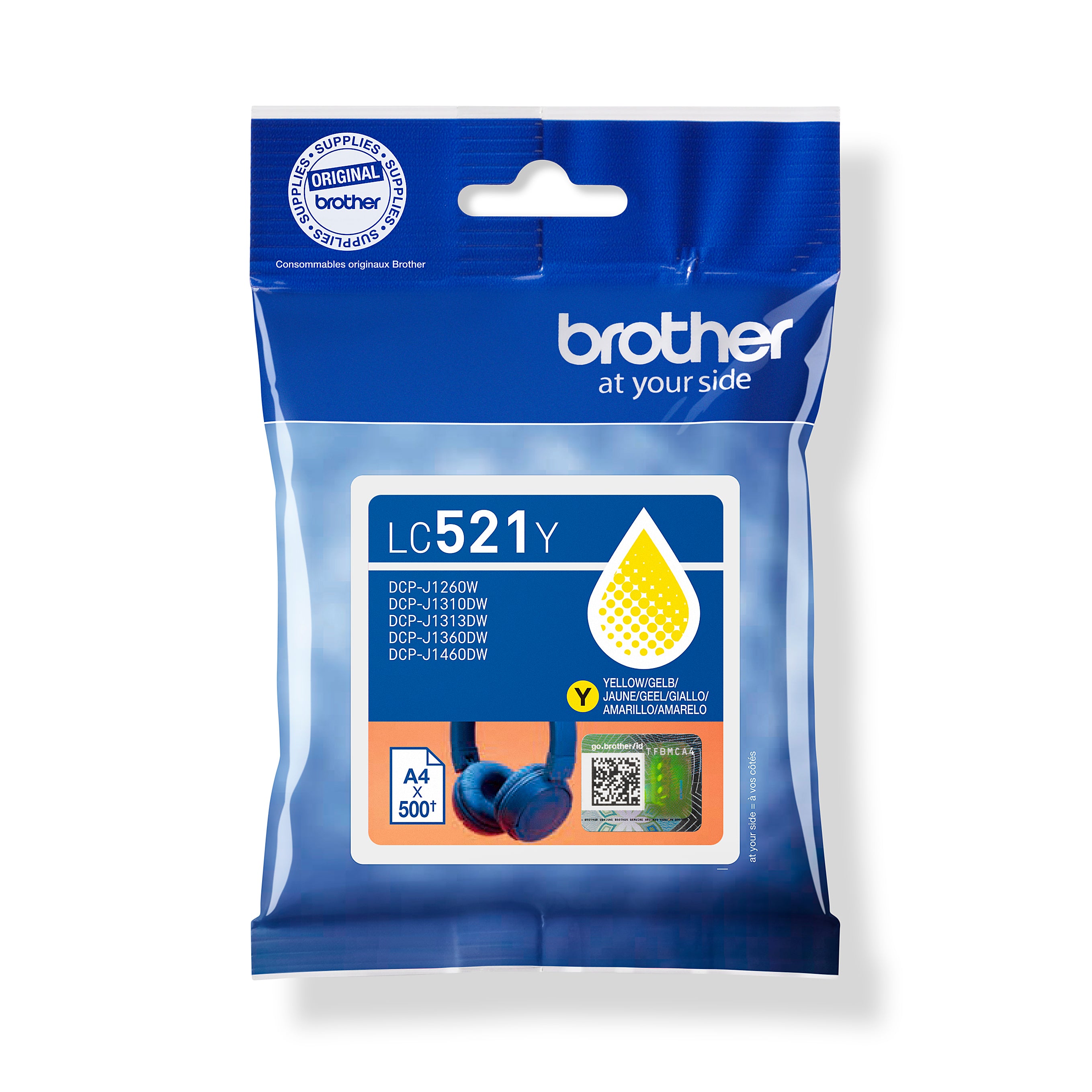 BROTHER Cartouche d'encre yellow LC-521Y DCP-J1360DW 500 pages